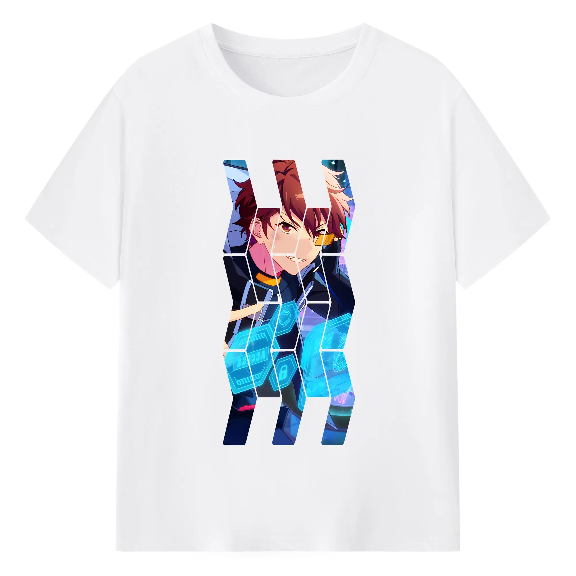 あんさん ぶる グッズ 流星隊 守沢千秋 - 綿100％ 半袖Tシャツ ・ フロントプリント ・ 快適 通気性 ・ 日常使い 散歩 スポーツ用