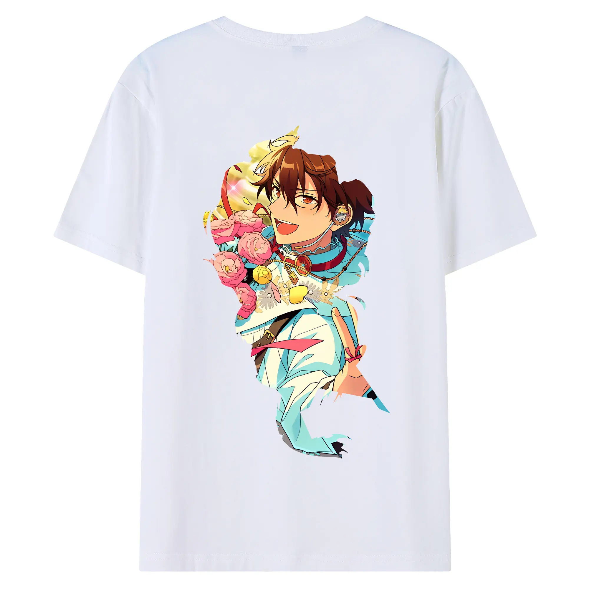あんさん ぶる グッズ 流星隊 守沢千秋 - 綿100％ 半袖Tシャツ ・ バックプリント ・ 快適 通気性 ・ 日常使い 散歩 スポーツ用