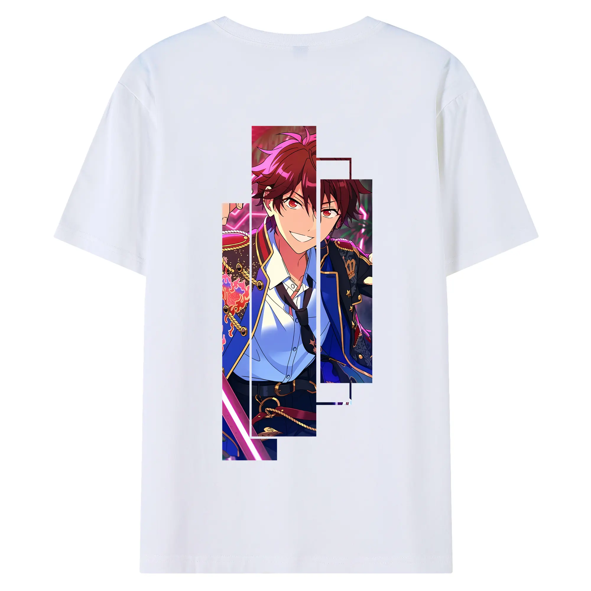 あんさん ぶる グッズ 流星隊 守沢千秋 - 綿100％ 半袖Tシャツ ・ バックプリント ・ 快適 通気性 ・ 日常使い 散歩 スポーツ用