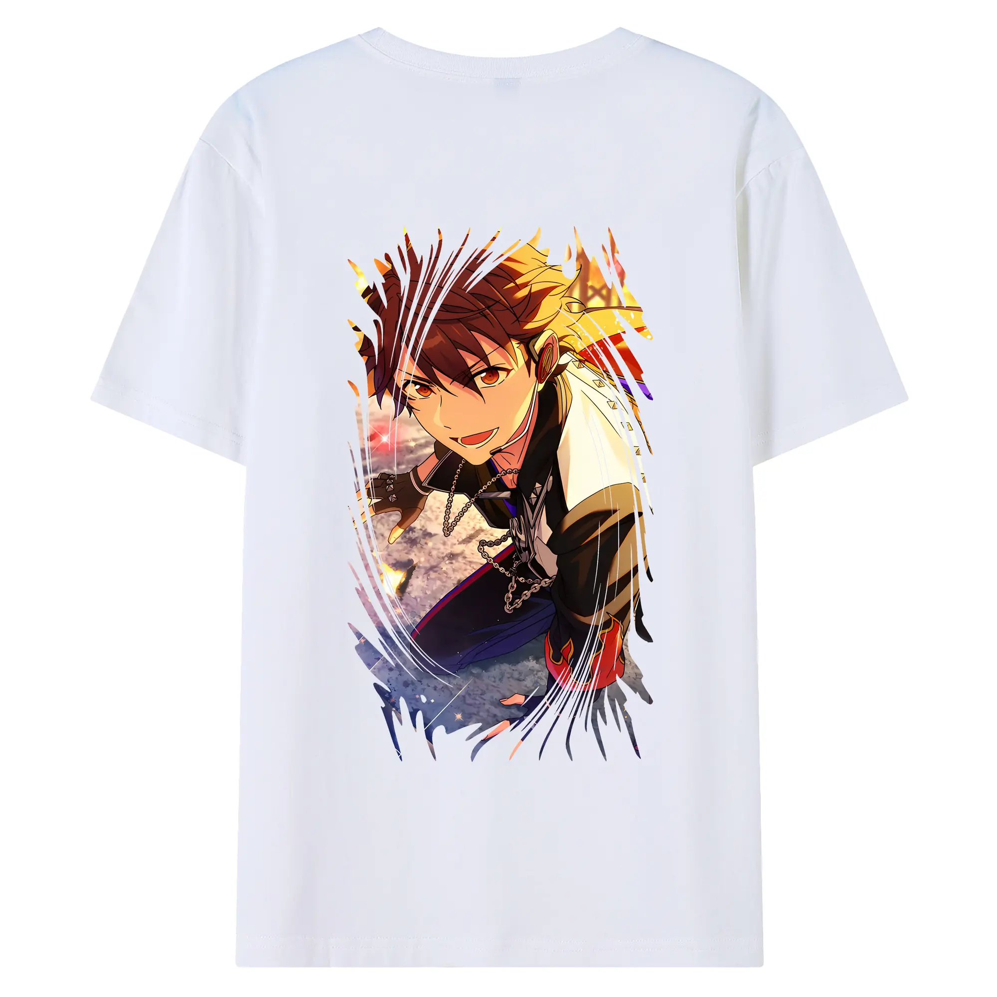 あんさん ぶる グッズ 流星隊 守沢千秋 - 綿100％ 半袖Tシャツ ・ バックプリント ・ 快適 通気性 ・ 日常使い 散歩 スポーツ用