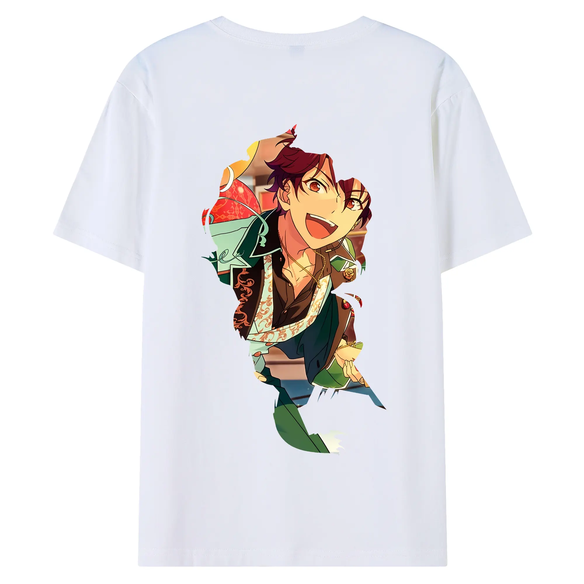 あんさん ぶる グッズ 流星隊 守沢千秋 - 綿100％ 半袖Tシャツ ・ バックプリント ・ 快適 通気性 ・ 日常使い 散歩 スポーツ用