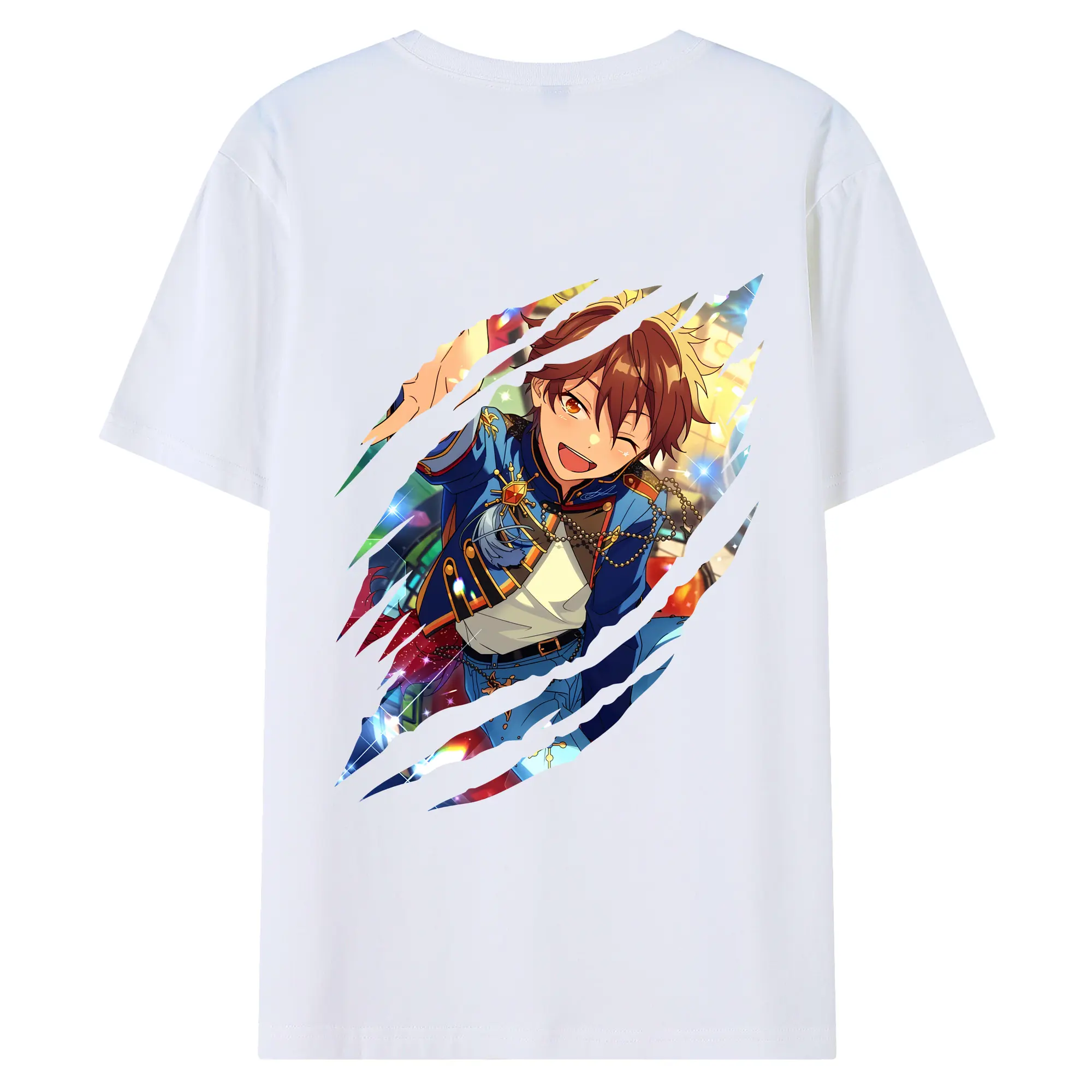 あんさん ぶる グッズ 流星隊 守沢千秋 - 綿100％ 半袖Tシャツ ・ バックプリント ・ 快適 通気性 ・ 日常使い 散歩 スポーツ用