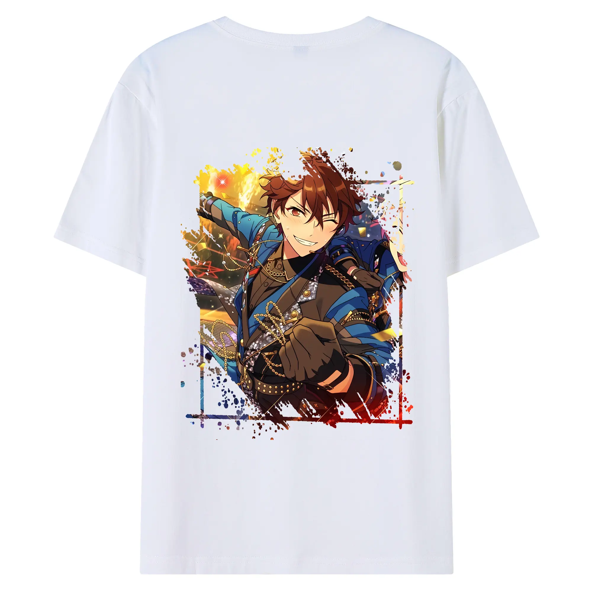 あんさん ぶる グッズ 流星隊 守沢千秋 - 綿100％ 半袖Tシャツ ・ バックプリント ・ 快適 通気性 ・ 日常使い 散歩 スポーツ用