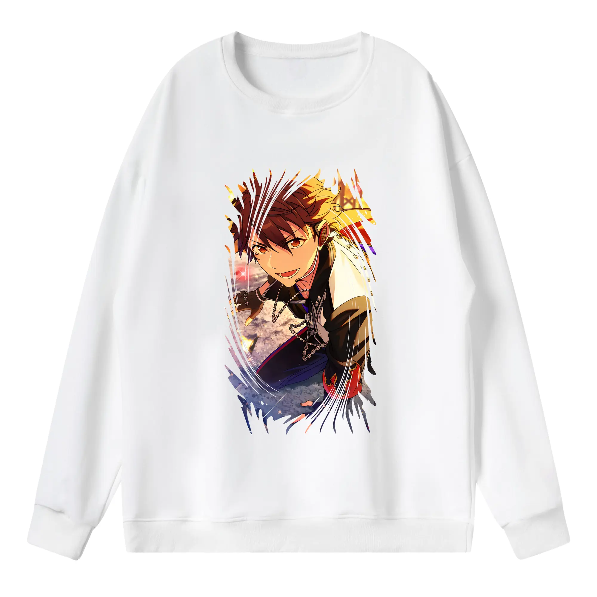 あんさん ぶる グッズ 流星隊 守沢千秋 - 薄手 クルーネック スウェット 裏毛260g · ポリエステル 春秋向け カジュアル 男女兼用 · トレーナー デイリー スポーツ 散歩に最適