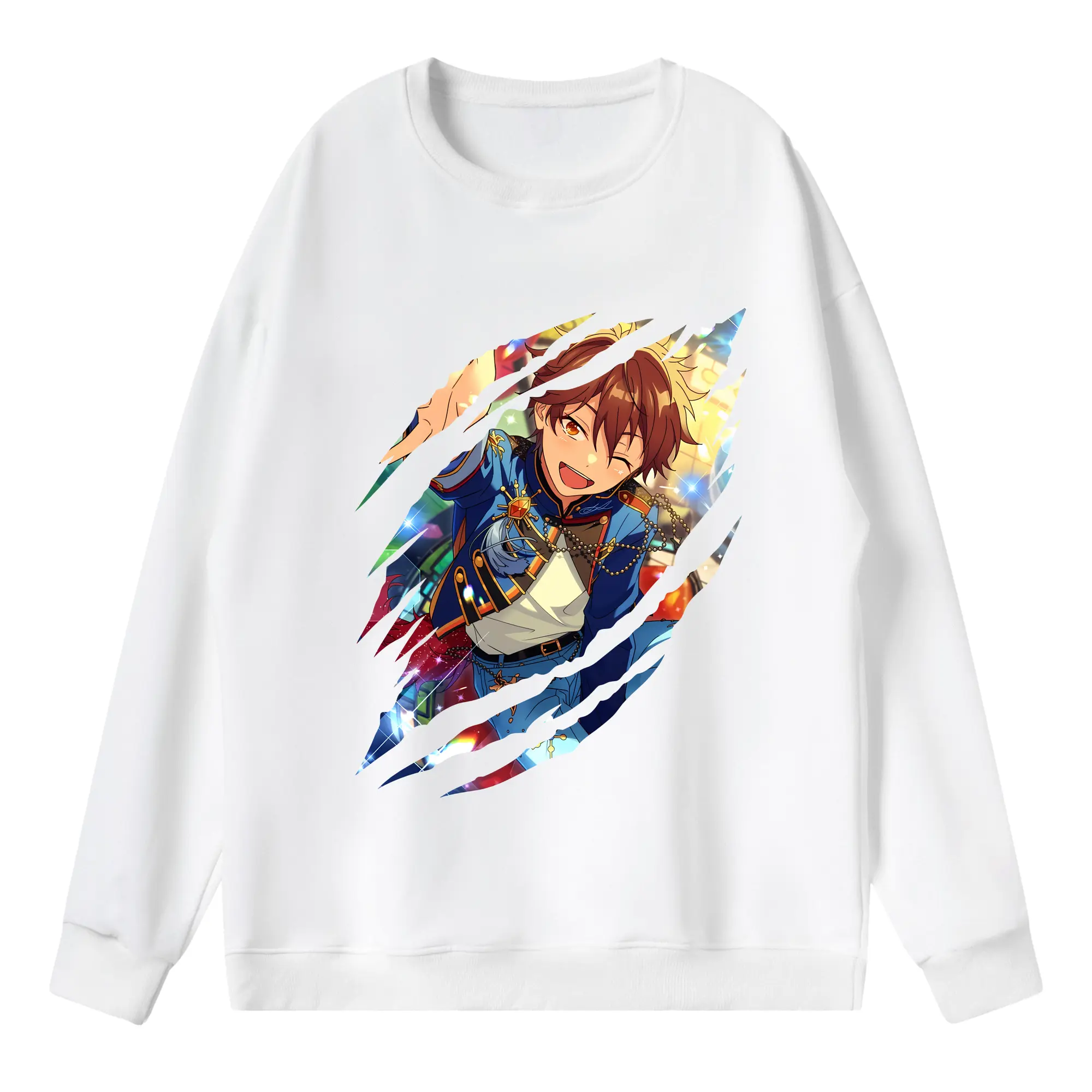 あんさん ぶる グッズ 流星隊 守沢千秋 - 薄手 クルーネック スウェット 裏毛260g · ポリエステル 春秋向け カジュアル 男女兼用 · トレーナー デイリー スポーツ 散歩に最適