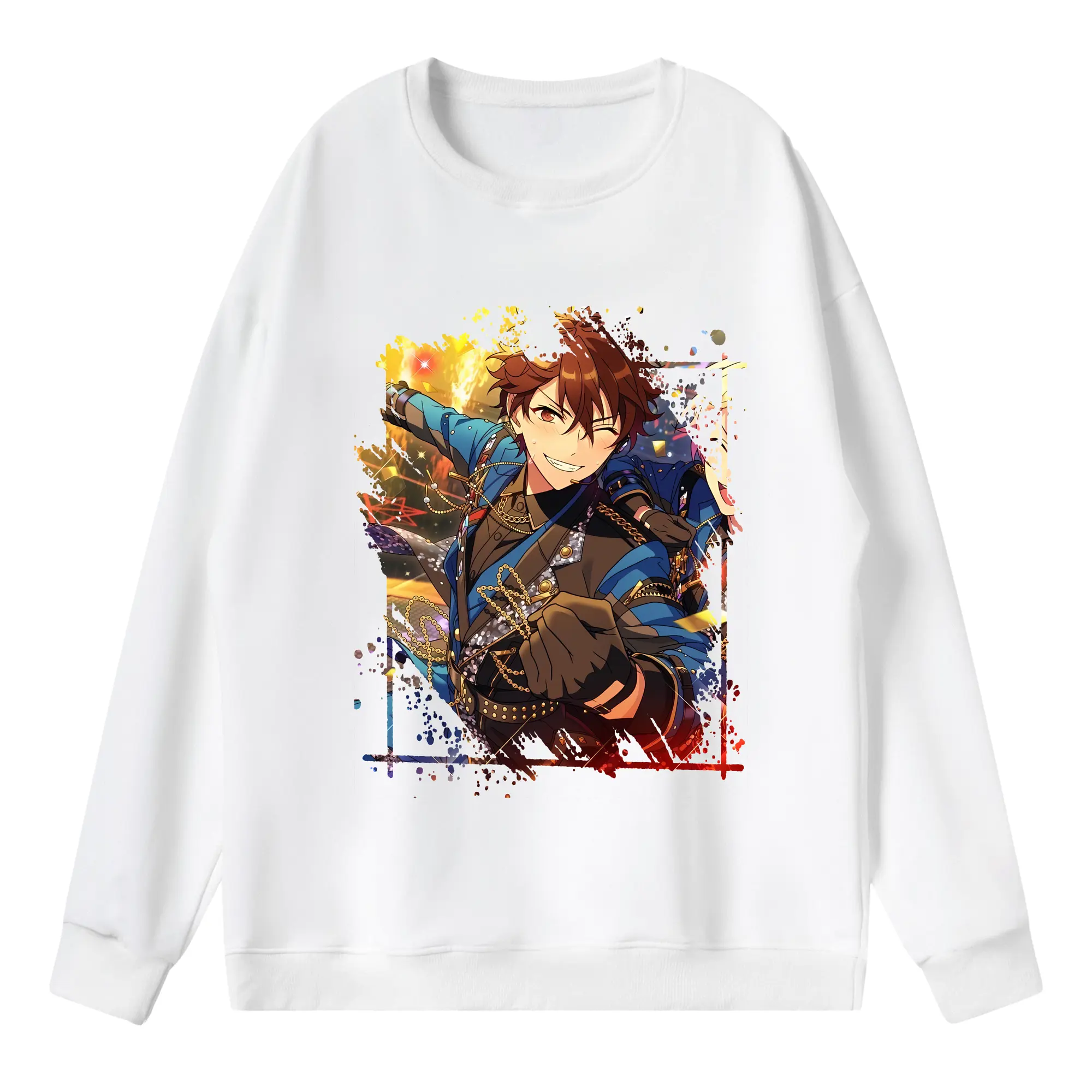 あんさん ぶる グッズ 流星隊 守沢千秋 - 薄手 クルーネック スウェット 裏毛260g · ポリエステル 春秋向け カジュアル 男女兼用 · トレーナー デイリー スポーツ 散歩に最適