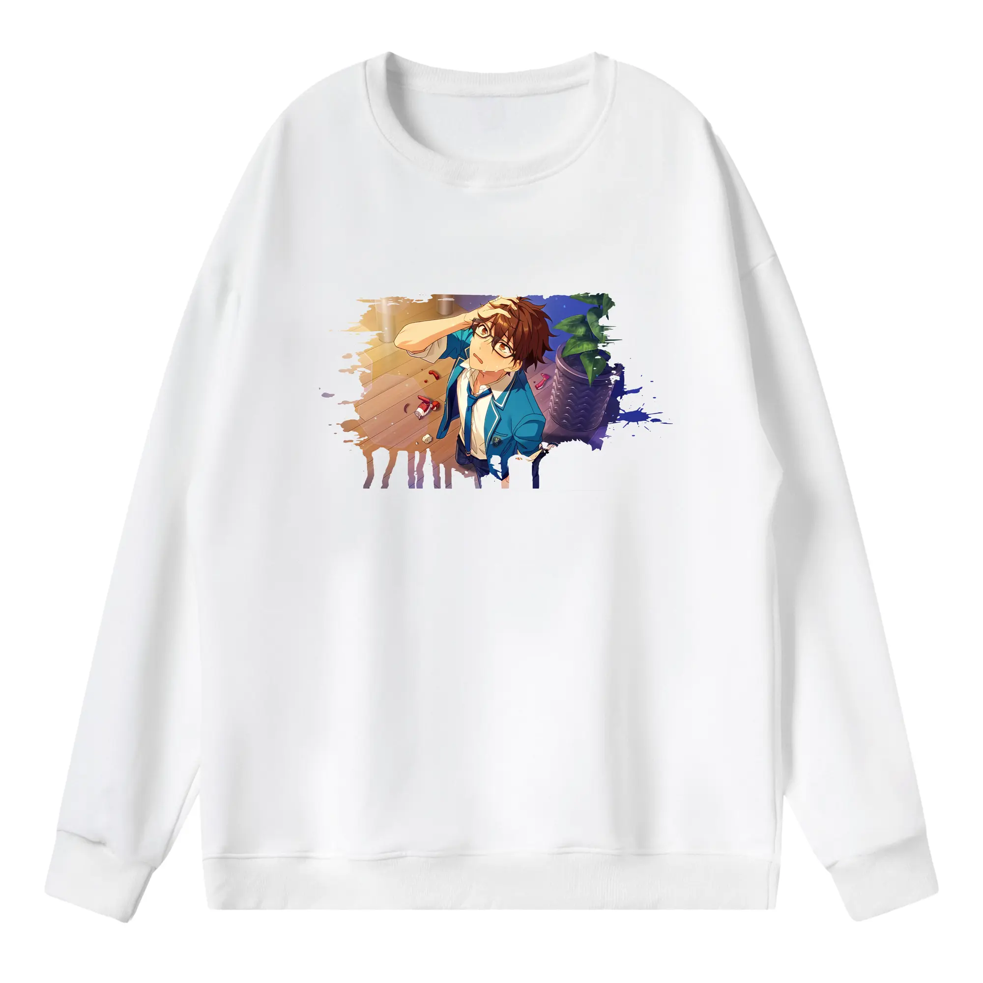 あんさん ぶる グッズ 流星隊 守沢千秋 - 薄手 クルーネック スウェット 裏毛260g · ポリエステル 春秋向け カジュアル 男女兼用 · トレーナー デイリー スポーツ 散歩に最適