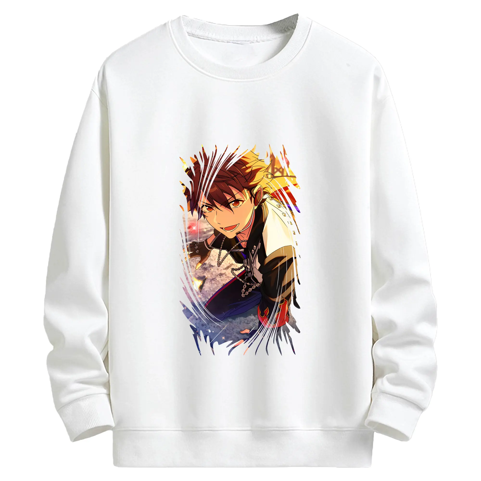 あんさん ぶる グッズ 流星隊 守沢千秋 - キッズ クルーネックスウェットシャツ ・ フロントプリント ・ 綿80％ ポリエステル20％ ・ 快適 通学 スポーツ 日常使い お散歩用