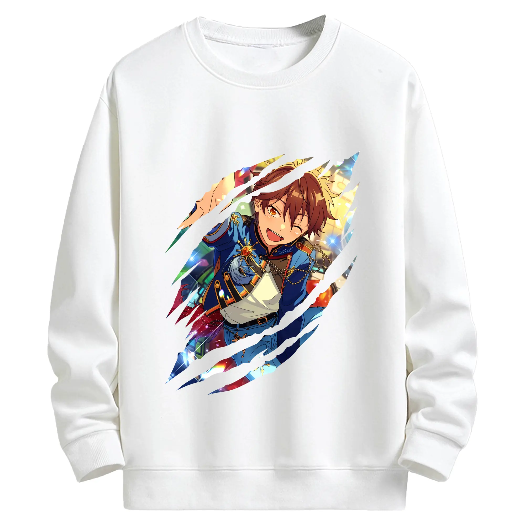 あんさん ぶる グッズ 流星隊 守沢千秋 - キッズ クルーネックスウェットシャツ ・ フロントプリント ・ 綿80％ ポリエステル20％ ・ 快適 通学 スポーツ 日常使い お散歩用