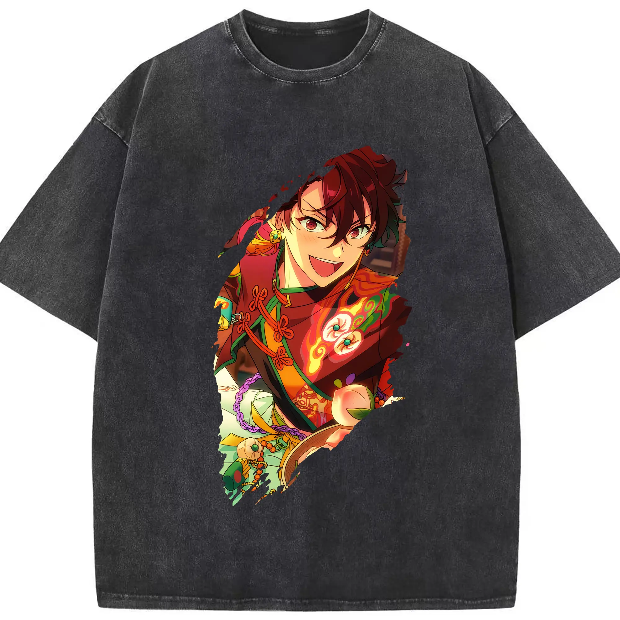 あんさん ぶる グッズ 流星隊 守沢千秋 - 綿100％ ヴィンテージ風 半袖Tシャツ ・ フロントプリント ・ 柔らか肌触り ・ 通気性 快適 ・ スポーツ カジュアル 外出用