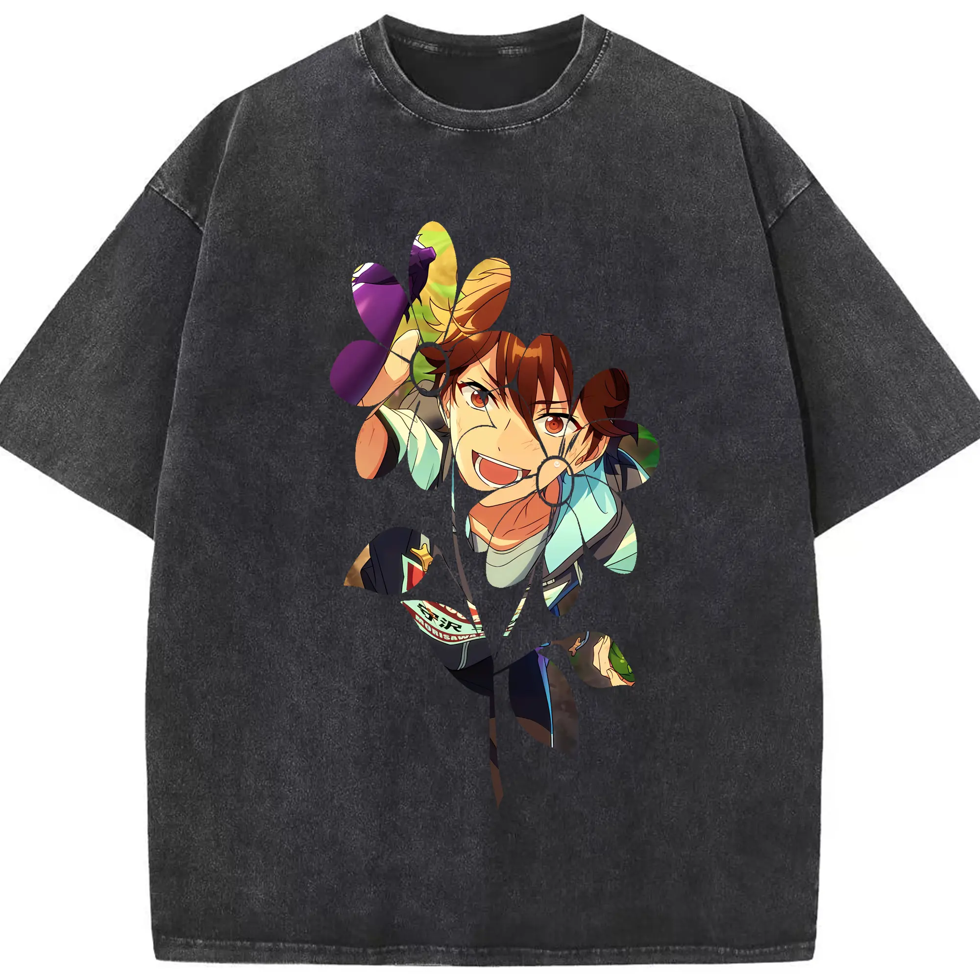 あんさん ぶる グッズ 流星隊 守沢千秋 - 綿100％ ヴィンテージ風 半袖Tシャツ ・ フロントプリント ・ 柔らか肌触り ・ 通気性 快適 ・ スポーツ カジュアル 外出用