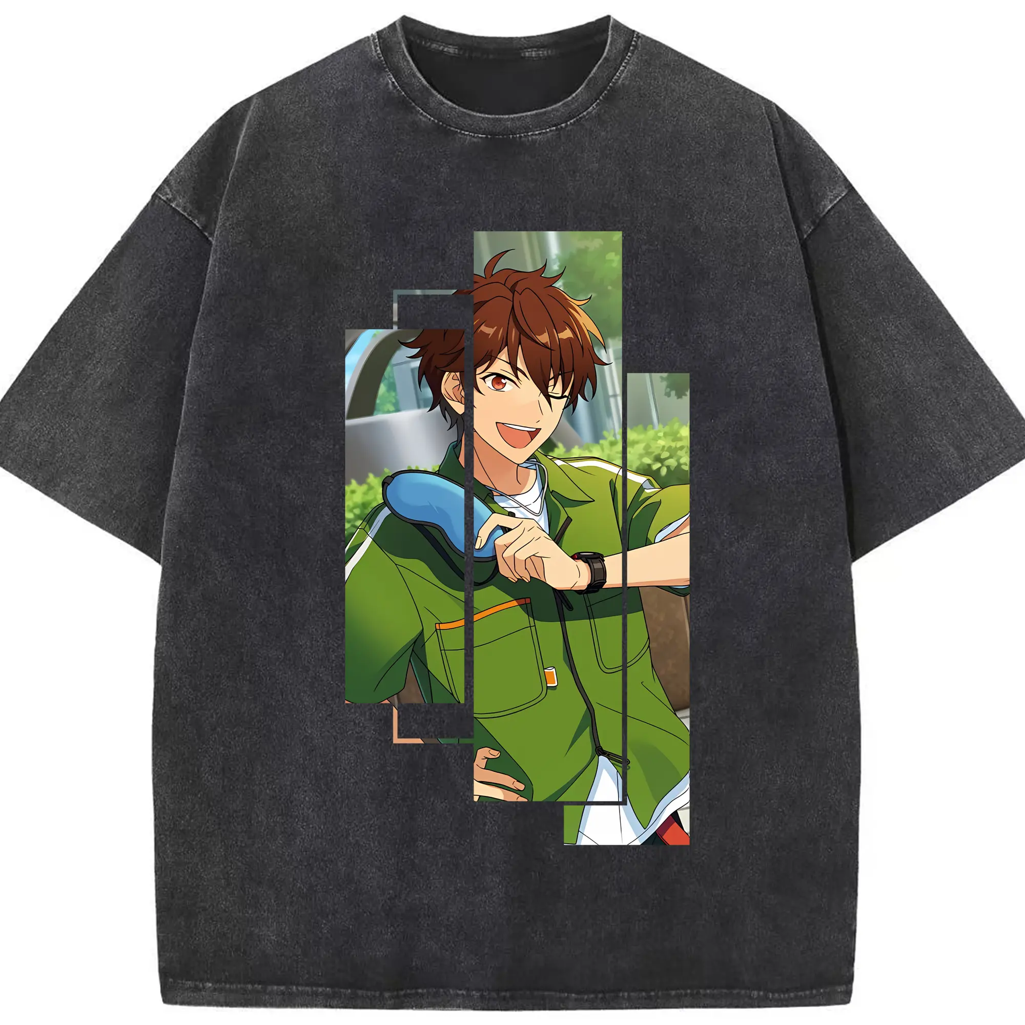 あんさん ぶる グッズ 流星隊 守沢千秋 - 綿100％ ヴィンテージ風 半袖Tシャツ ・ フロントプリント ・ 柔らか肌触り ・ 通気性 快適 ・ スポーツ カジュアル 外出用