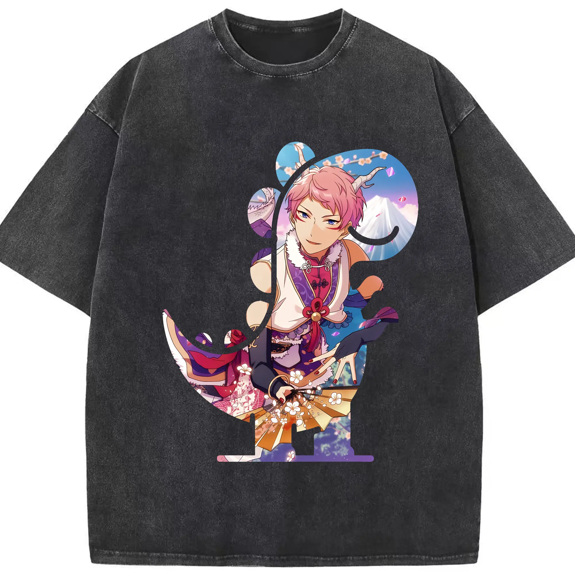 あんさん ぶる グッズ Valkyrie 斎宮宗 - 綿100％ ヴィンテージ風 半袖Tシャツ ・ フロントプリント ・ 柔らか肌触り ・ 通気性 快適 ・ スポーツ カジュアル 外出用