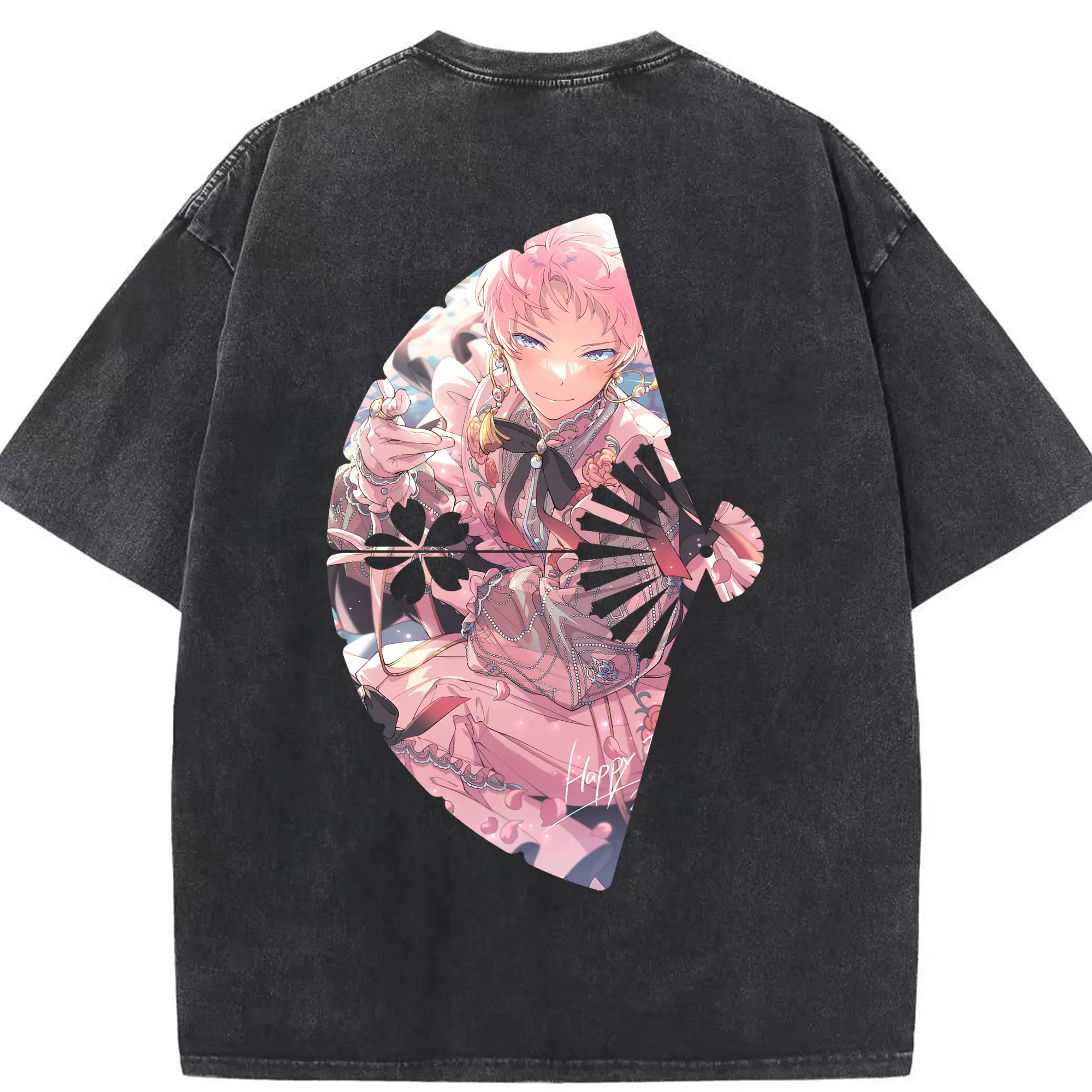 あんさん ぶる グッズ Valkyrie 斎宮宗 - 綿100％ ヴィンテージ風 半袖Tシャツ ・ 背面プリント ・ 柔らか肌触り ・ 通気性 快適 ・ スポーツ カジュアル 外出用