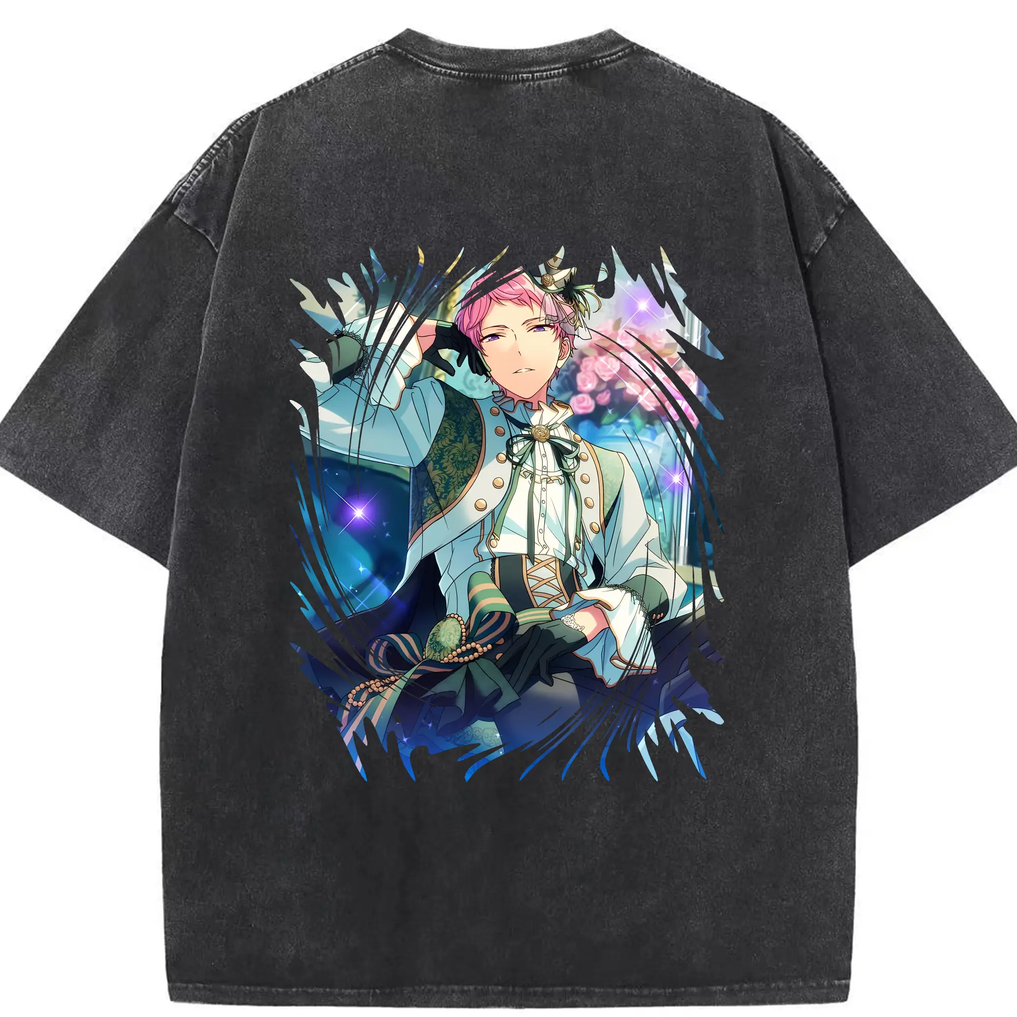 あんさん ぶる グッズ Valkyrie 斎宮宗 - 綿100％ ヴィンテージ風 半袖Tシャツ ・ 背面プリント ・ 柔らか肌触り ・ 通気性 快適 ・ スポーツ カジュアル 外出用