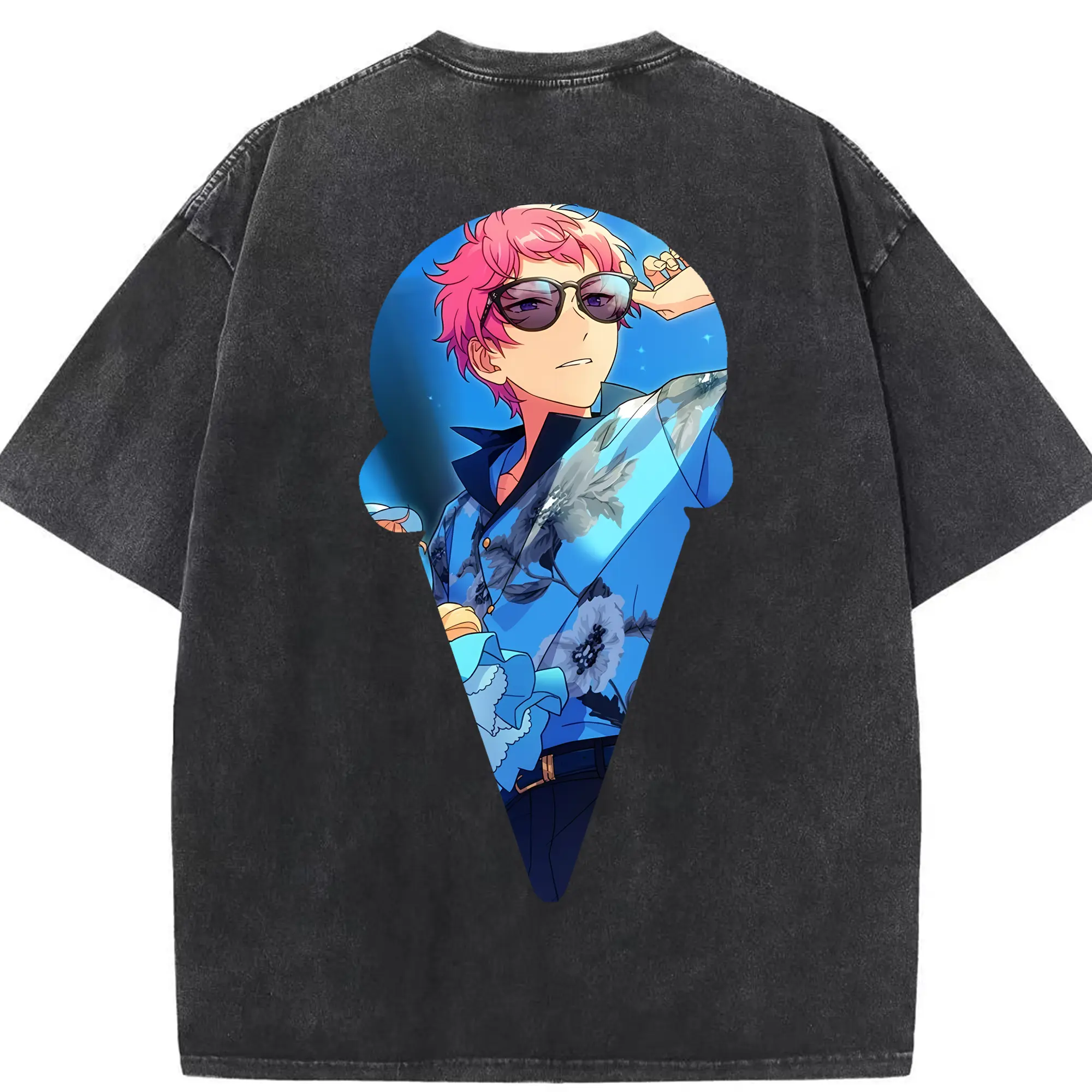 あんさん ぶる グッズ Valkyrie 斎宮宗 - 綿100％ ヴィンテージ風 半袖Tシャツ ・ 背面プリント ・ 柔らか肌触り ・ 通気性 快適 ・ スポーツ カジュアル 外出用