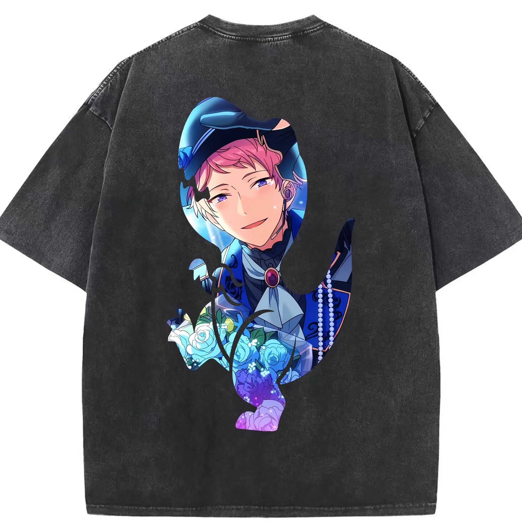 あんさん ぶる グッズ Valkyrie 斎宮宗 - 綿100％ ヴィンテージ風 半袖Tシャツ ・ 背面プリント ・ 柔らか肌触り ・ 通気性 快適 ・ スポーツ カジュアル 外出用