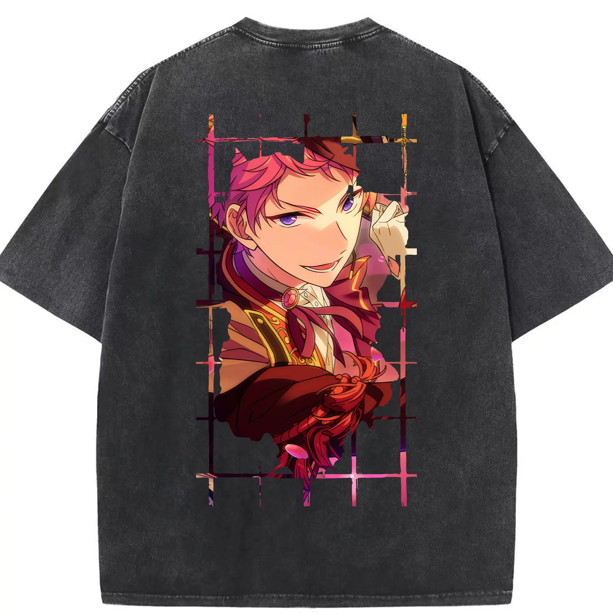 あんさん ぶる グッズ Valkyrie 斎宮宗 - 綿100％ ヴィンテージ風 半袖Tシャツ ・ 背面プリント ・ 柔らか肌触り ・ 通気性 快適 ・ スポーツ カジュアル 外出用