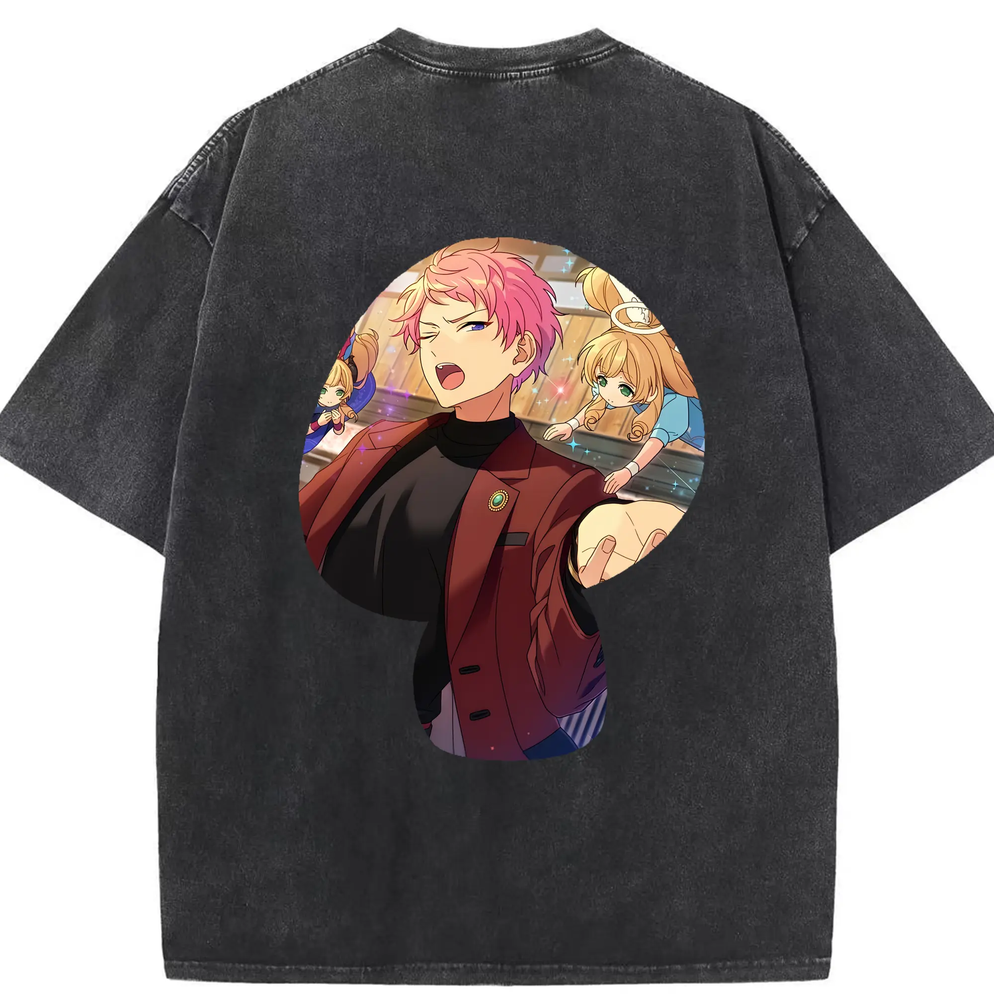 あんさん ぶる グッズ Valkyrie 斎宮宗 - 綿100％ ヴィンテージ風 半袖Tシャツ ・ 背面プリント ・ 柔らか肌触り ・ 通気性 快適 ・ スポーツ カジュアル 外出用