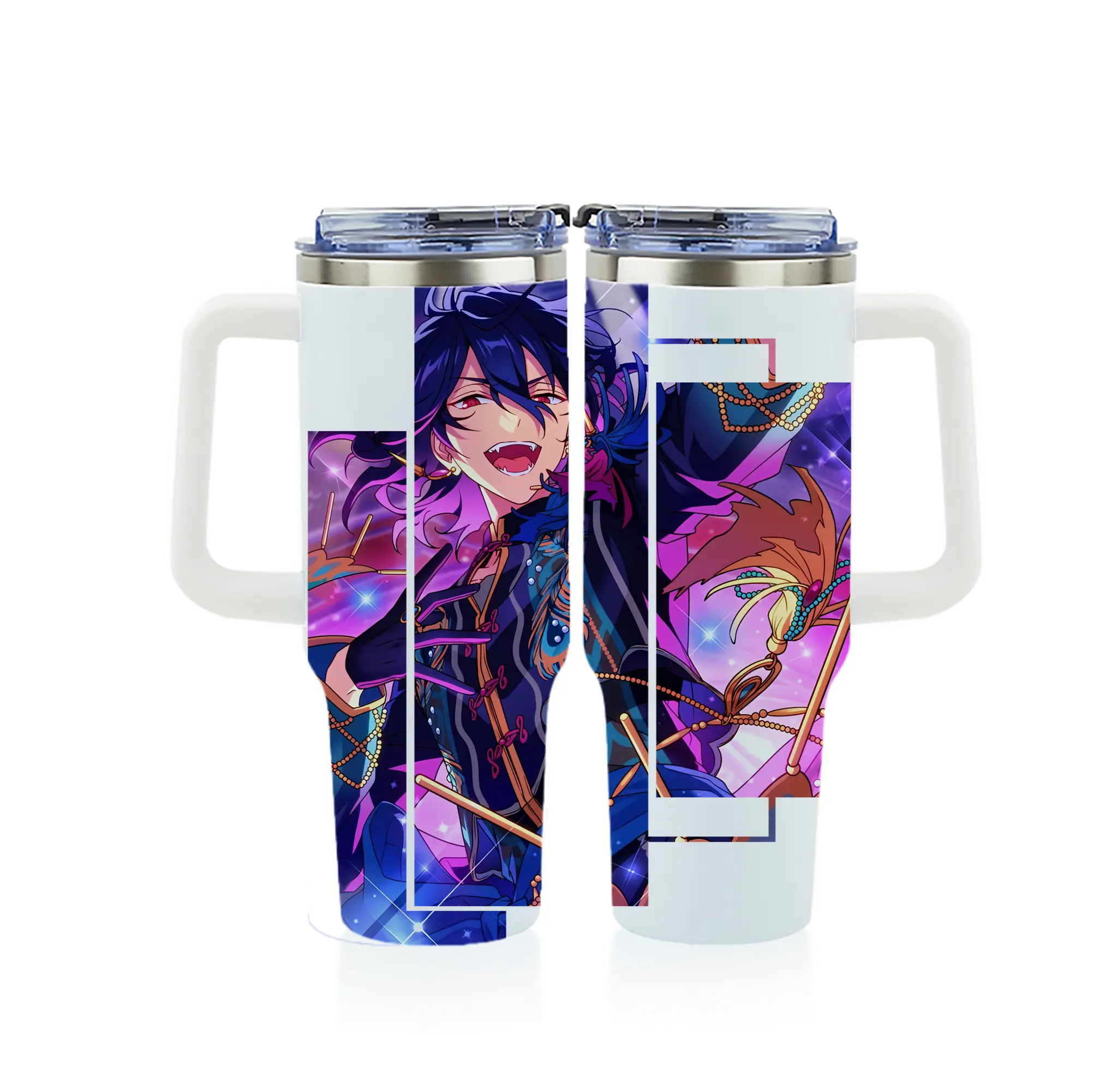 あんさん ぶる グッズ UNDEAD 朔間零 - 1200mL フルプリント車用タンブラー ・ 304ステンレス 内側 ・ 201ステンレス 外側 ・ 保温 保冷 ・ 通勤 ドライブ アウトドア用