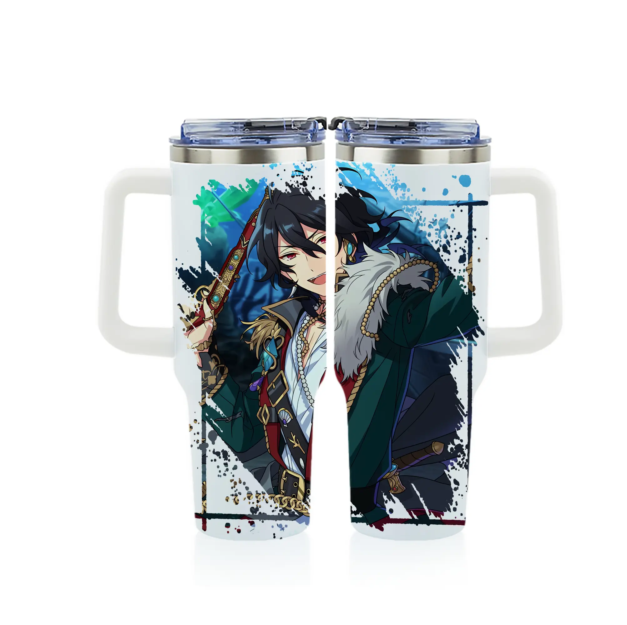 あんさん ぶる グッズ UNDEAD 朔間零 - 1200mL フルプリント車用タンブラー ・ 304ステンレス 内側 ・ 201ステンレス 外側 ・ 保温 保冷 ・ 通勤 ドライブ アウトドア用