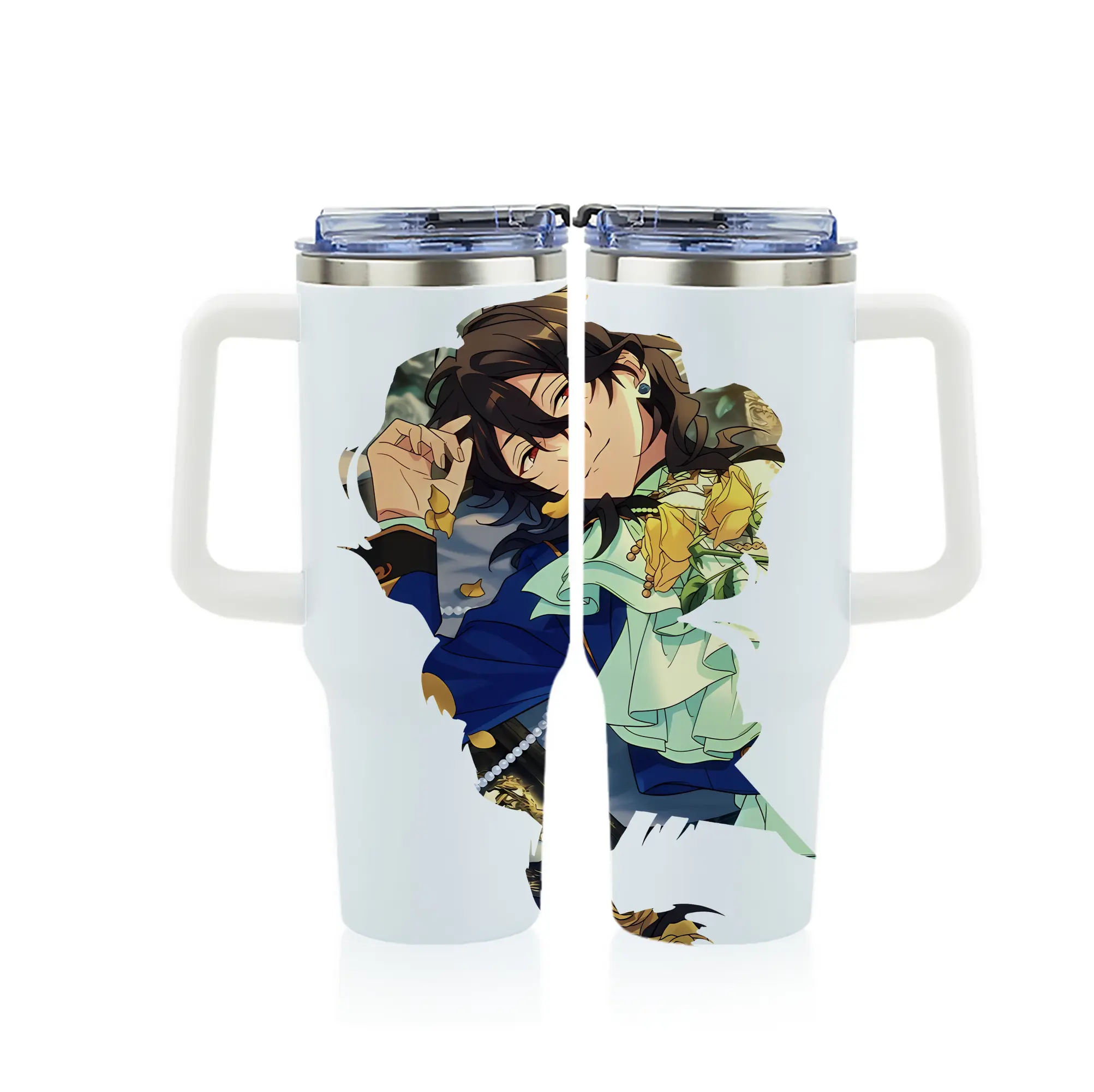 あんさん ぶる グッズ UNDEAD 朔間零 - 1200mL フルプリント車用タンブラー ・ 304ステンレス 内側 ・ 201ステンレス 外側 ・ 保温 保冷 ・ 通勤 ドライブ アウトドア用