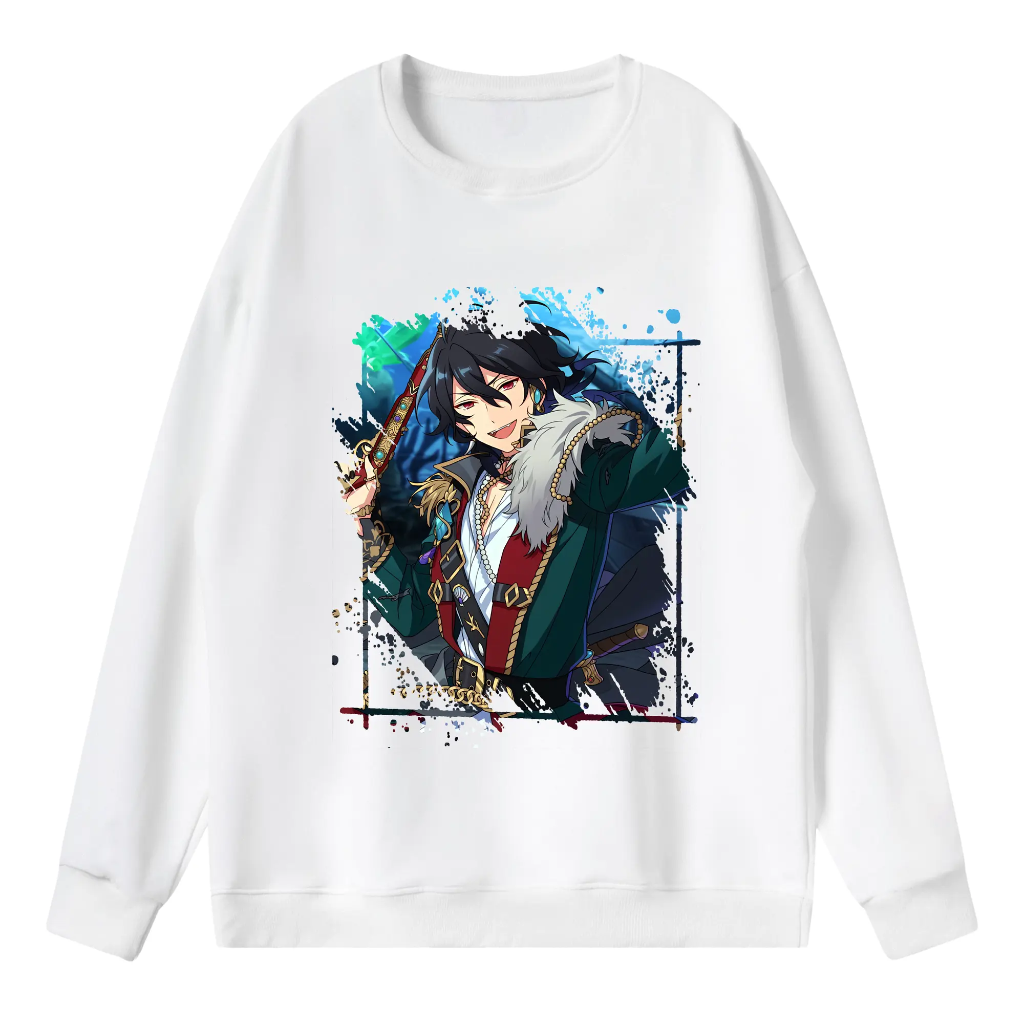 あんさん ぶる グッズ UNDEAD 朔間零 - 薄手 クルーネック スウェット 裏毛260g · ポリエステル 春秋向け カジュアル 男女兼用 · トレーナー デイリー スポーツ 散歩に最適