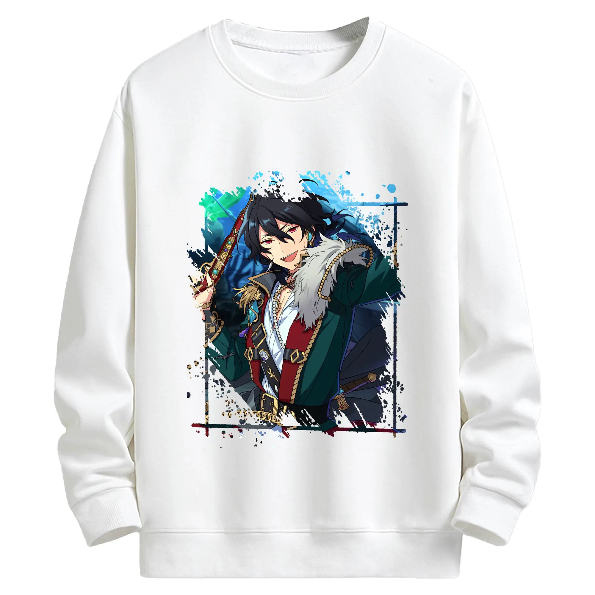 あんさん ぶる グッズ UNDEAD 朔間零 - キッズ クルーネックスウェットシャツ ・ フロントプリント ・ 綿80％ ポリエステル20％ ・ 快適 通学 スポーツ 日常使い お散歩用