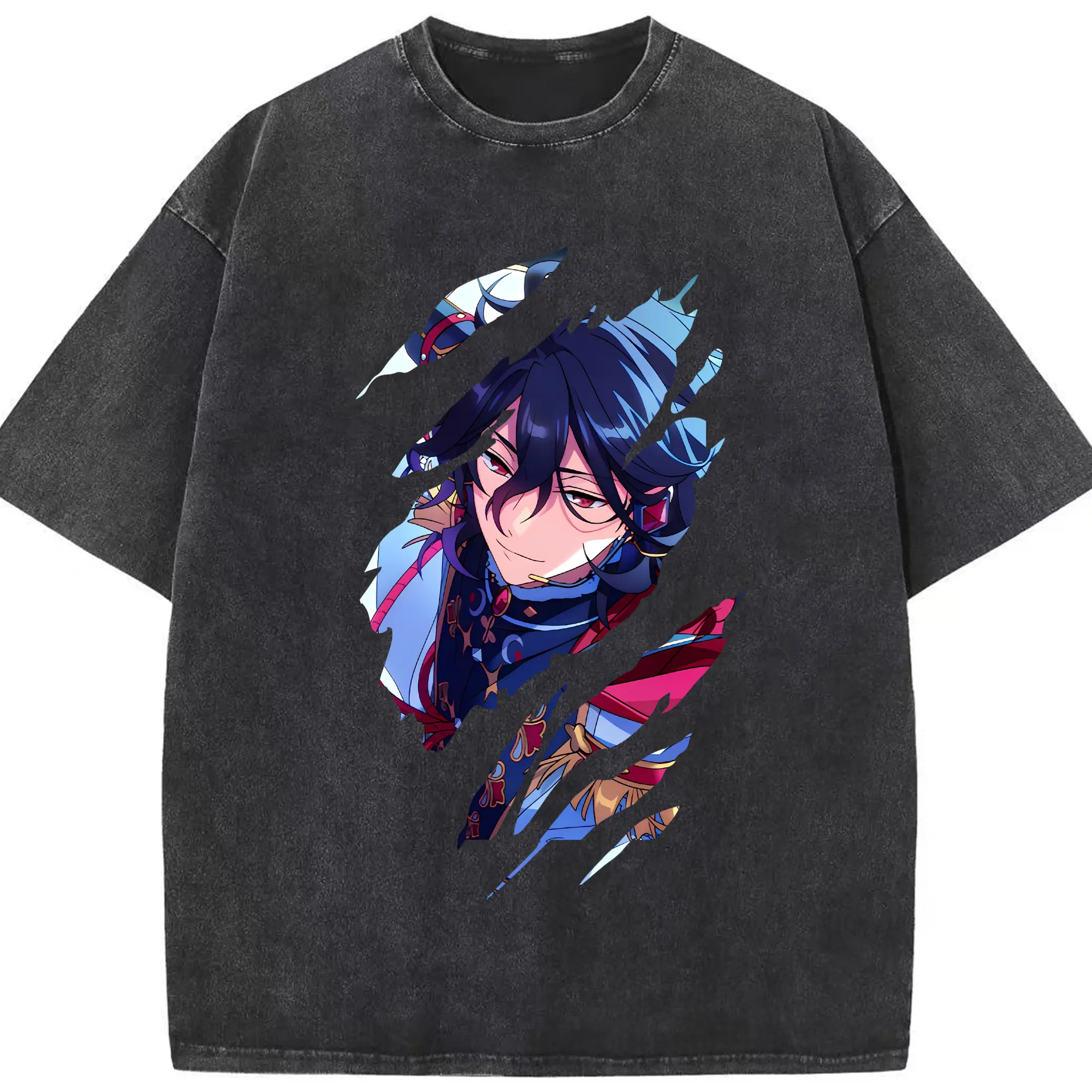 あんさん ぶる グッズ UNDEAD 朔間零 - 綿100％ ヴィンテージ風 半袖Tシャツ ・ フロントプリント ・ 柔らか肌触り ・ 通気性 快適 ・ スポーツ カジュアル 外出用