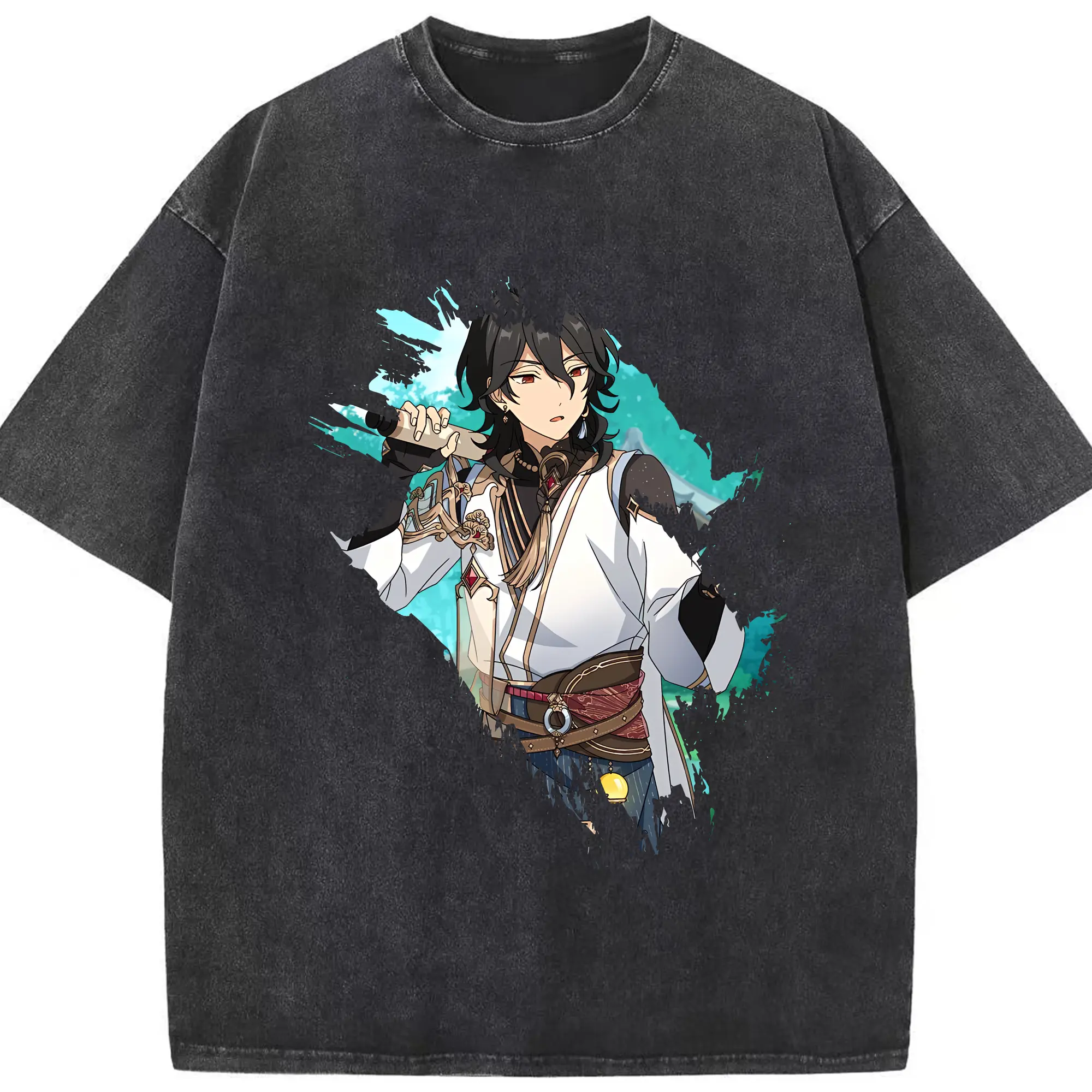 あんさん ぶる グッズ UNDEAD 朔間零 - 綿100％ ヴィンテージ風 半袖Tシャツ ・ フロントプリント ・ 柔らか肌触り ・ 通気性 快適 ・ スポーツ カジュアル 外出用