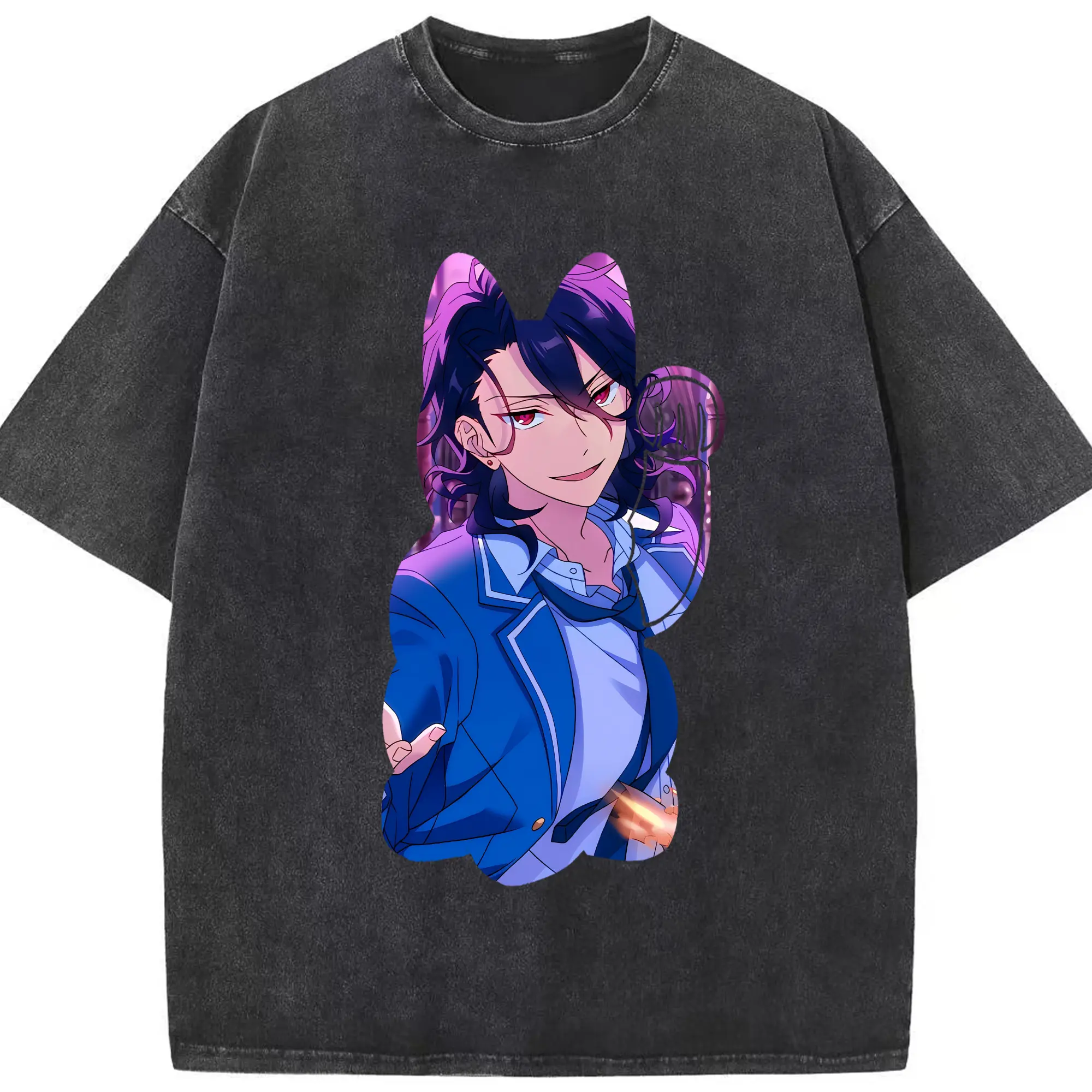 あんさん ぶる グッズ UNDEAD 朔間零 - 綿100％ ヴィンテージ風 半袖Tシャツ ・ フロントプリント ・ 柔らか肌触り ・ 通気性 快適 ・ スポーツ カジュアル 外出用