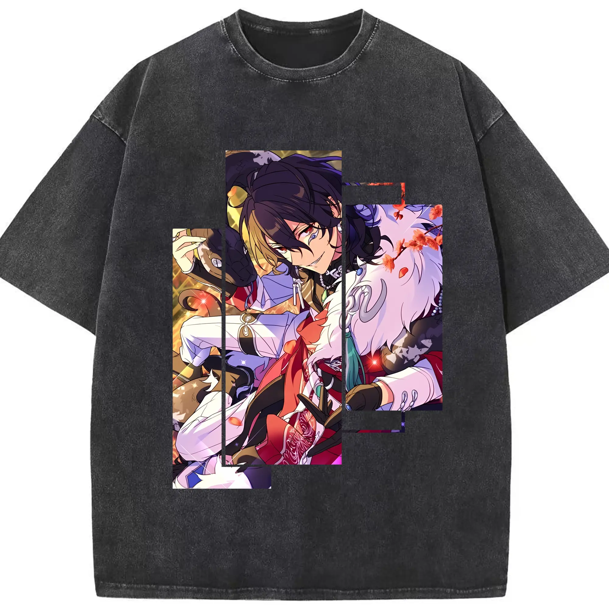 あんさん ぶる グッズ UNDEAD 朔間零 - 綿100％ ヴィンテージ風 半袖Tシャツ ・ フロントプリント ・ 柔らか肌触り ・ 通気性 快適 ・ スポーツ カジュアル 外出用