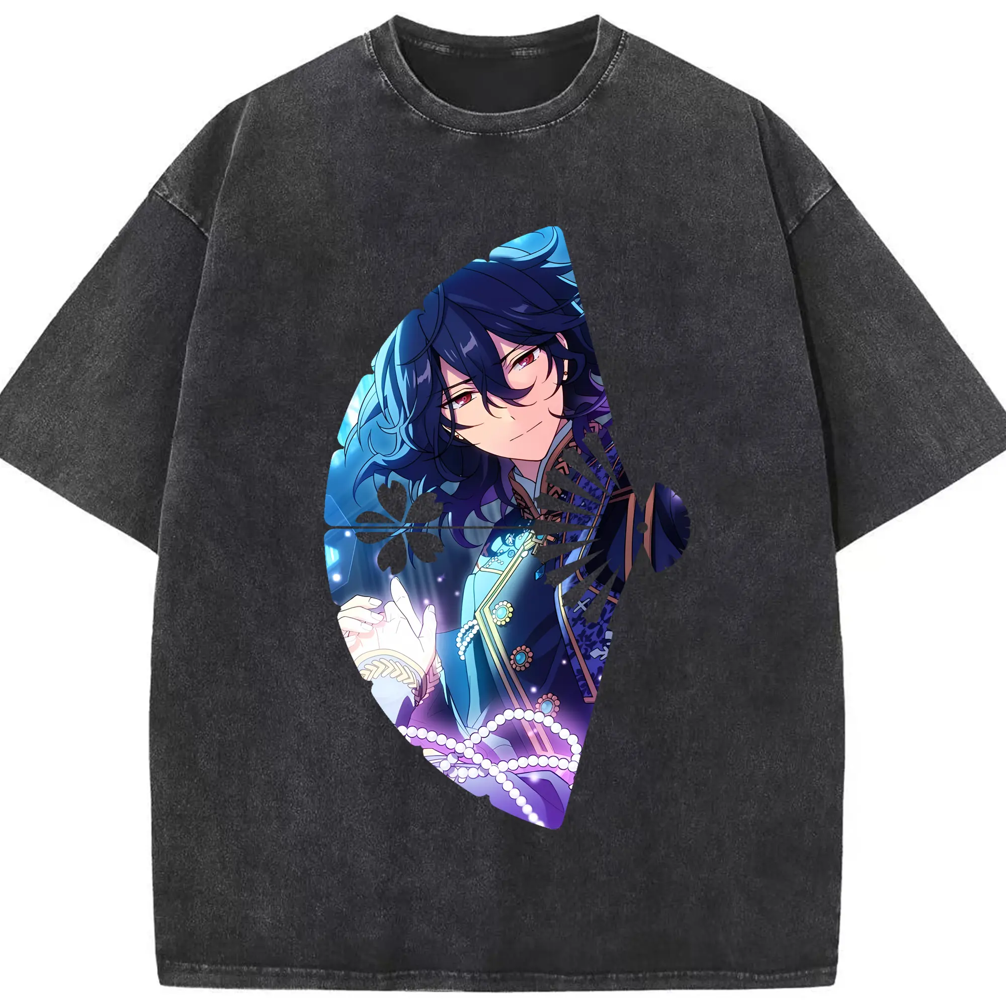 あんさん ぶる グッズ UNDEAD 朔間零 - 綿100％ ヴィンテージ風 半袖Tシャツ ・ フロントプリント ・ 柔らか肌触り ・ 通気性 快適 ・ スポーツ カジュアル 外出用