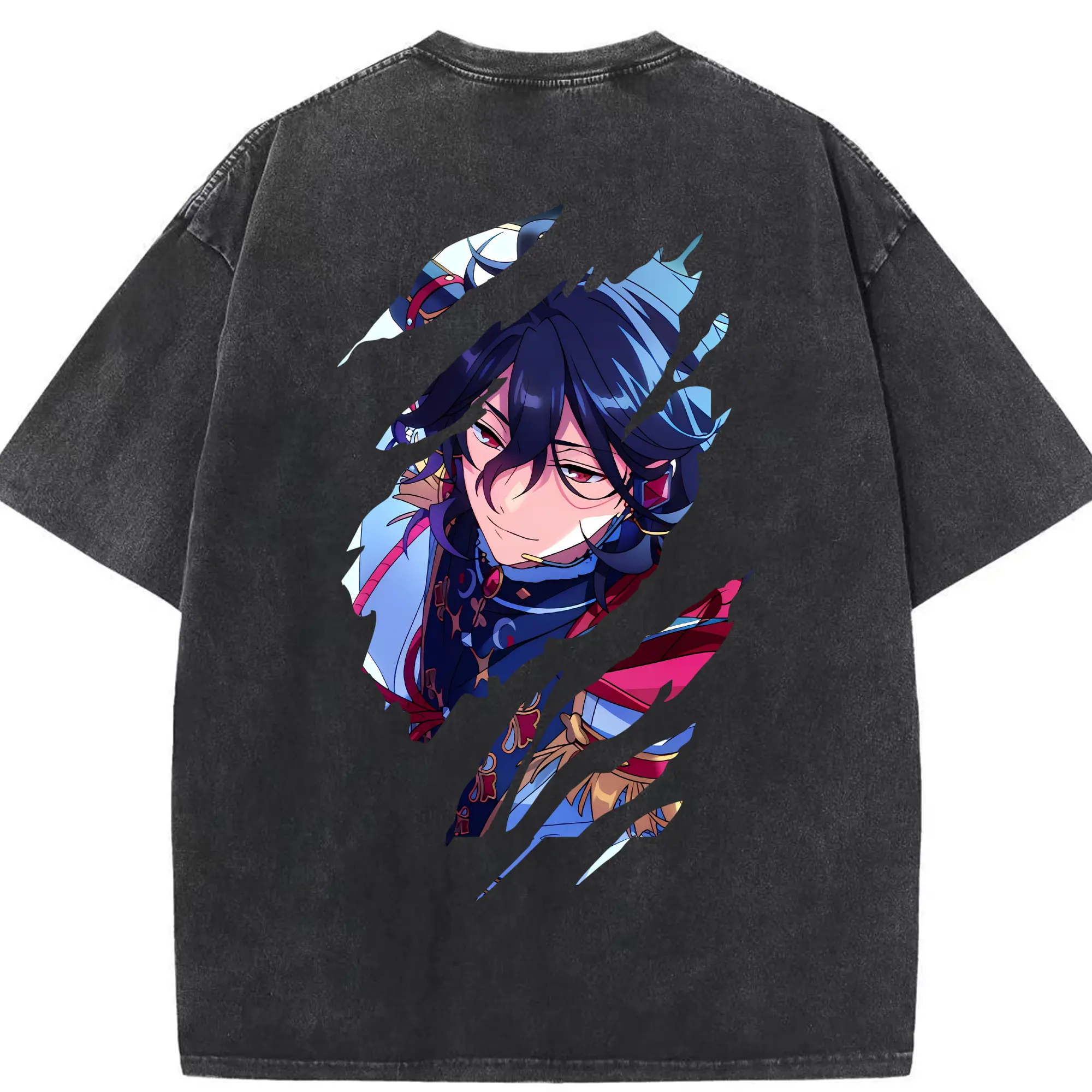 あんさん ぶる グッズ UNDEAD 朔間零 - 綿100％ ヴィンテージ風 半袖Tシャツ ・ 背面プリント ・ 柔らか肌触り ・ 通気性 快適 ・ スポーツ カジュアル 外出用