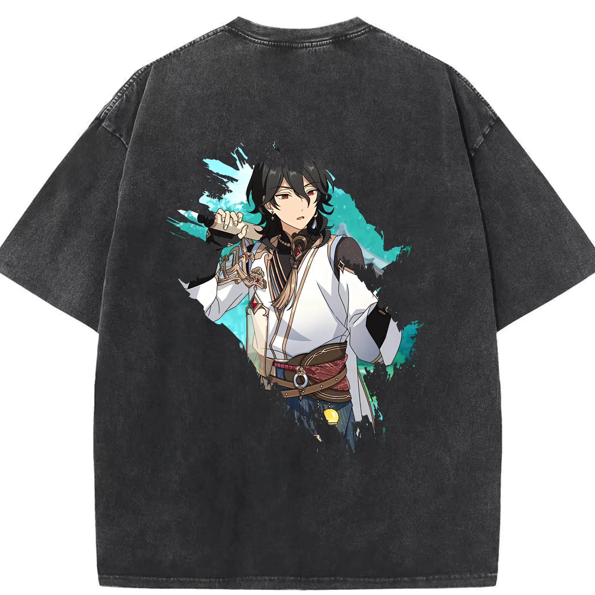 あんさん ぶる グッズ UNDEAD 朔間零 - 綿100％ ヴィンテージ風 半袖Tシャツ ・ 背面プリント ・ 柔らか肌触り ・ 通気性 快適 ・ スポーツ カジュアル 外出用