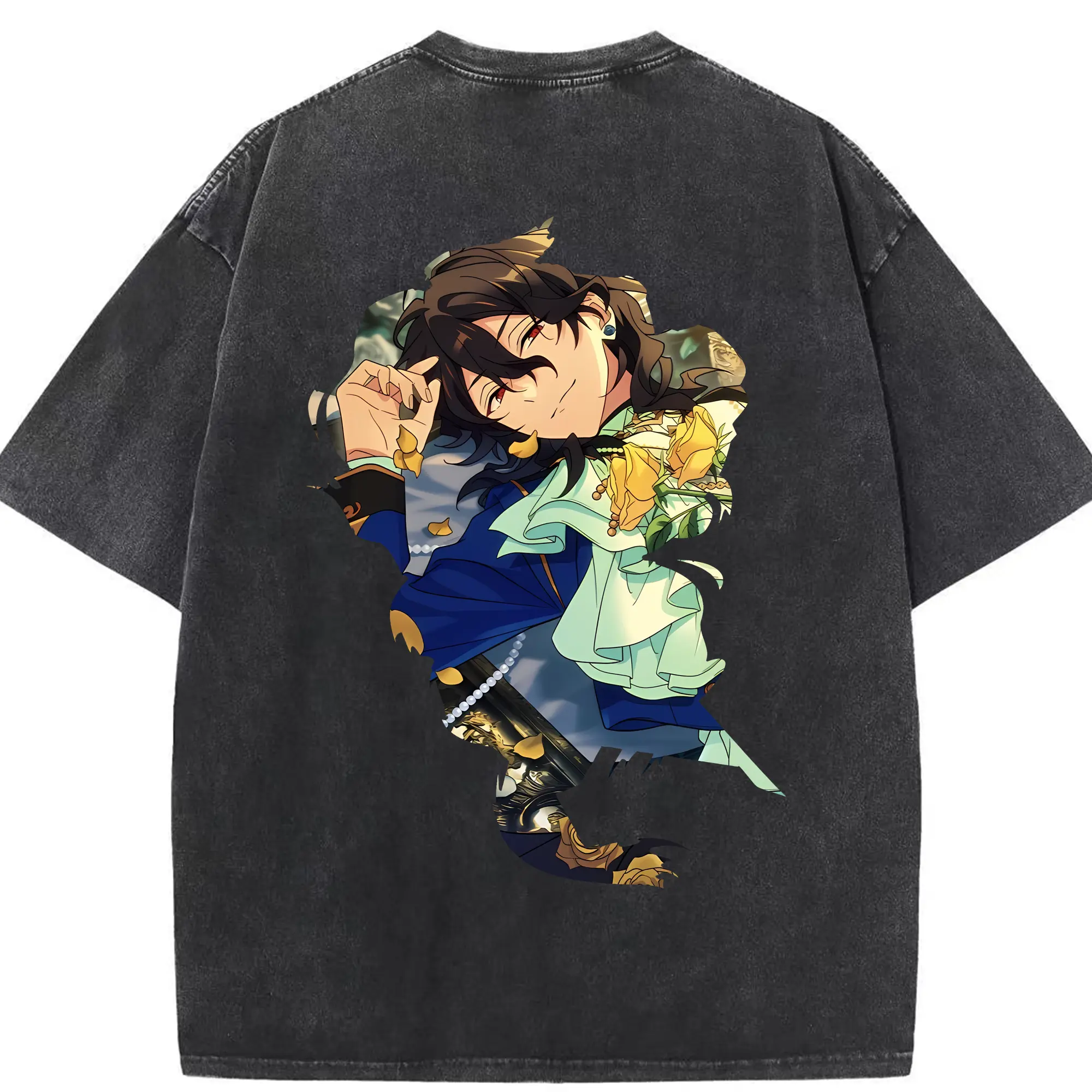 あんさん ぶる グッズ UNDEAD 朔間零 - 綿100％ ヴィンテージ風 半袖Tシャツ ・ 背面プリント ・ 柔らか肌触り ・ 通気性 快適 ・ スポーツ カジュアル 外出用