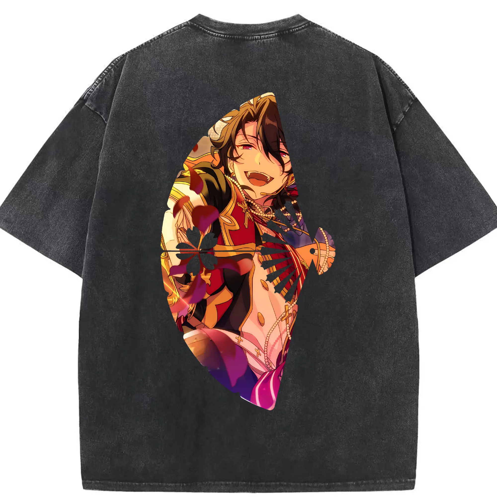 あんさん ぶる グッズ UNDEAD 朔間零 - 綿100％ ヴィンテージ風 半袖Tシャツ ・ 背面プリント ・ 柔らか肌触り ・ 通気性 快適 ・ スポーツ カジュアル 外出用