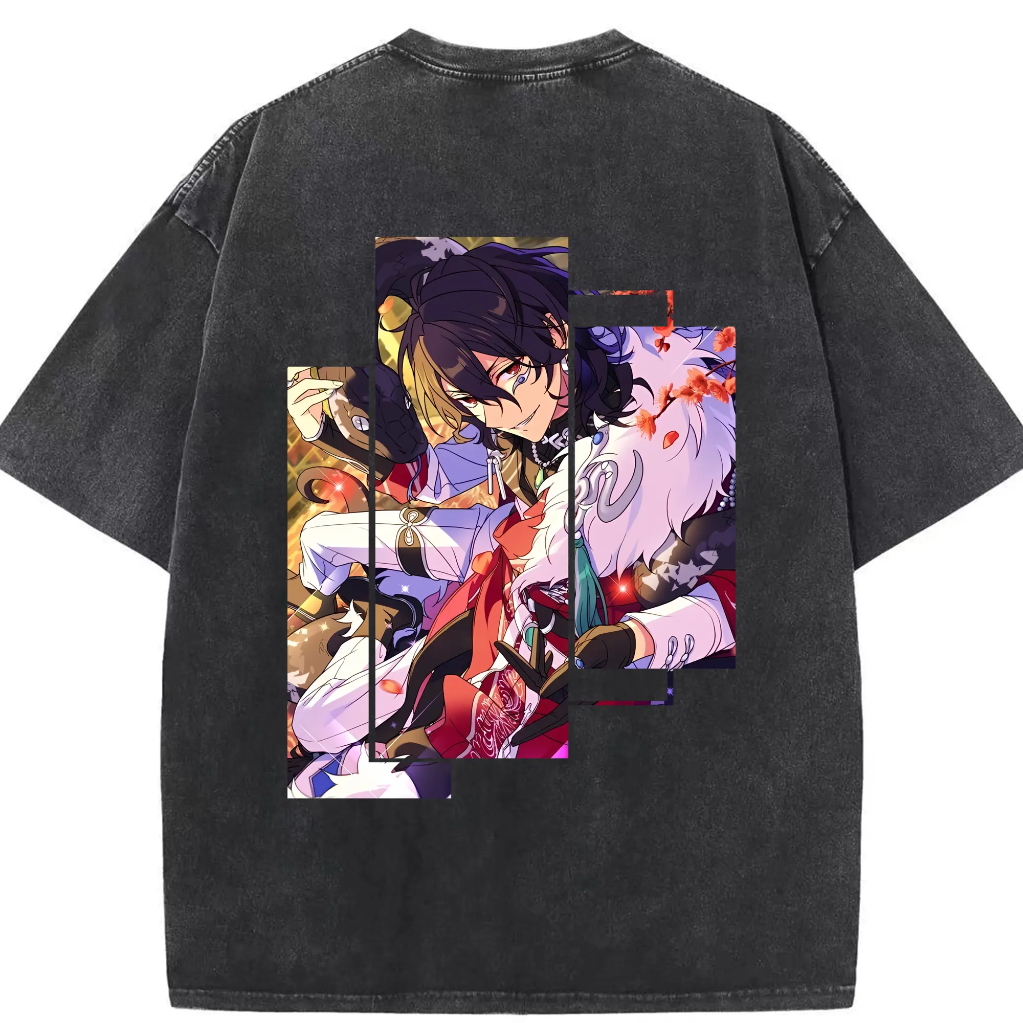 あんさん ぶる グッズ UNDEAD 朔間零 - 綿100％ ヴィンテージ風 半袖Tシャツ ・ 背面プリント ・ 柔らか肌触り ・ 通気性 快適 ・ スポーツ カジュアル 外出用