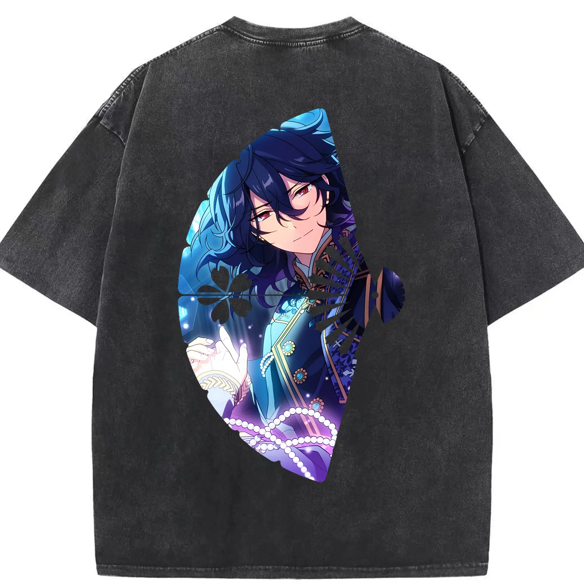 あんさん ぶる グッズ UNDEAD 朔間零 - 綿100％ ヴィンテージ風 半袖Tシャツ ・ 背面プリント ・ 柔らか肌触り ・ 通気性 快適 ・ スポーツ カジュアル 外出用