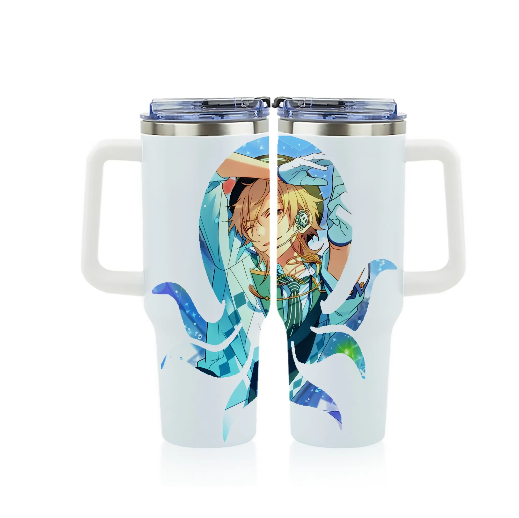 あんさん ぶる グッズ UNDEAD 羽風薫 - 1200mL フルプリント車用タンブラー ・ 304ステンレス 内側 ・ 201ステンレス 外側 ・ 保温 保冷 ・ 通勤 ドライブ アウトドア用