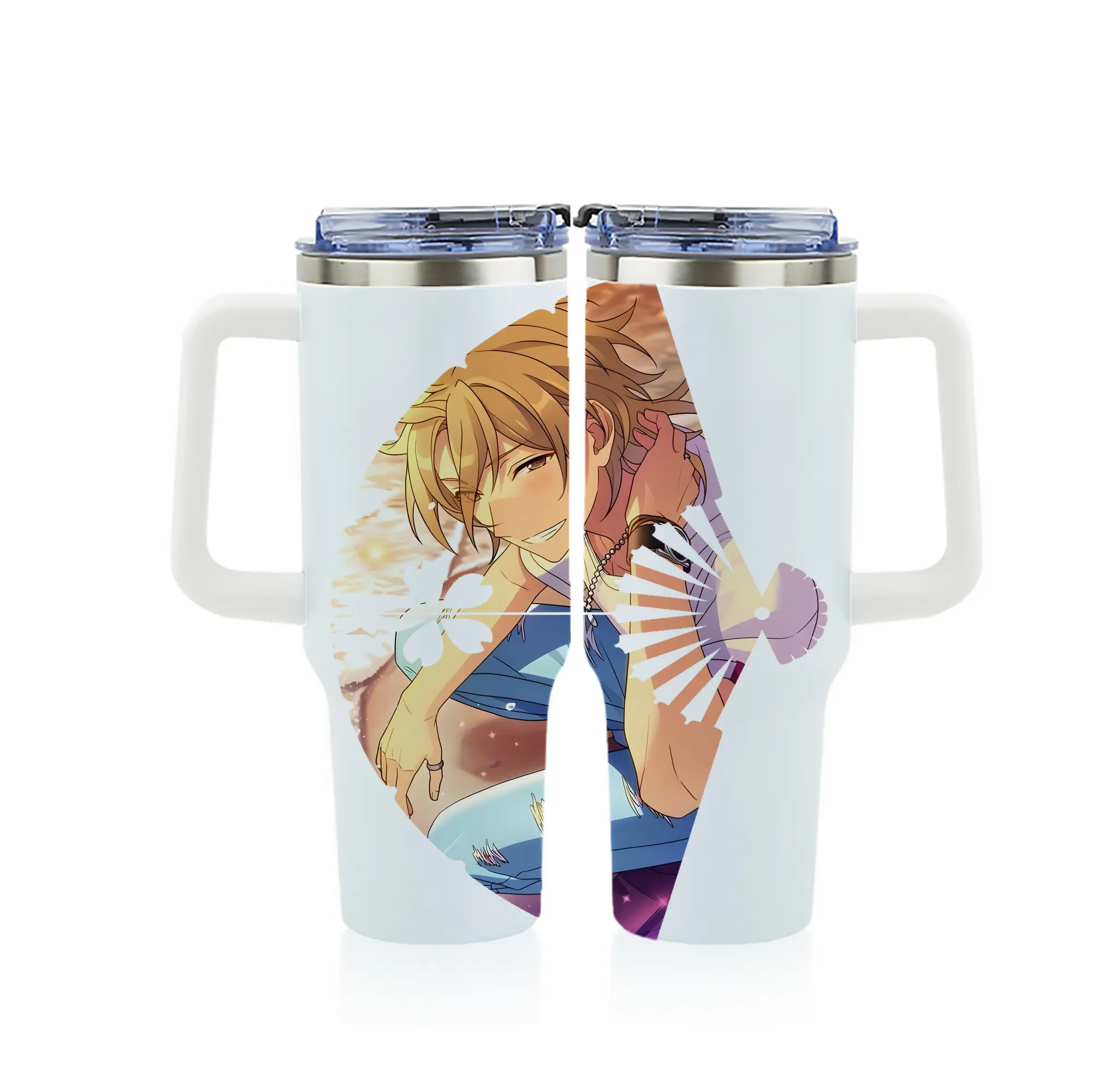 あんさん ぶる グッズ UNDEAD 羽風薫 - 1200mL フルプリント車用タンブラー ・ 304ステンレス 内側 ・ 201ステンレス 外側 ・ 保温 保冷 ・ 通勤 ドライブ アウトドア用