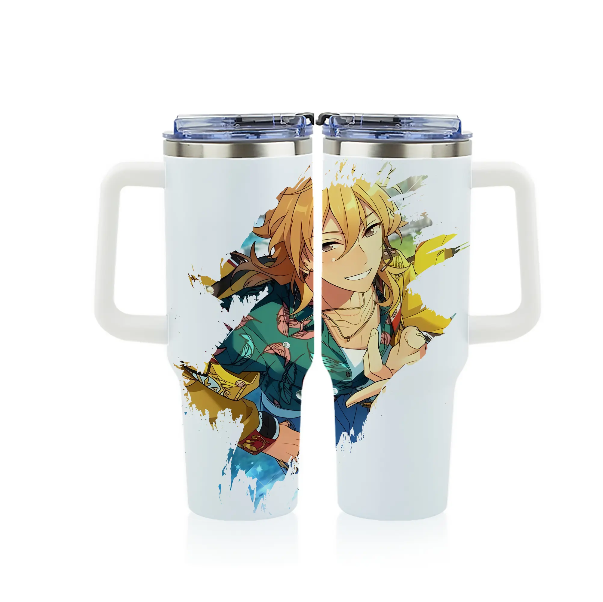 あんさん ぶる グッズ UNDEAD 羽風薫 - 1200mL フルプリント車用タンブラー ・ 304ステンレス 内側 ・ 201ステンレス 外側 ・ 保温 保冷 ・ 通勤 ドライブ アウトドア用