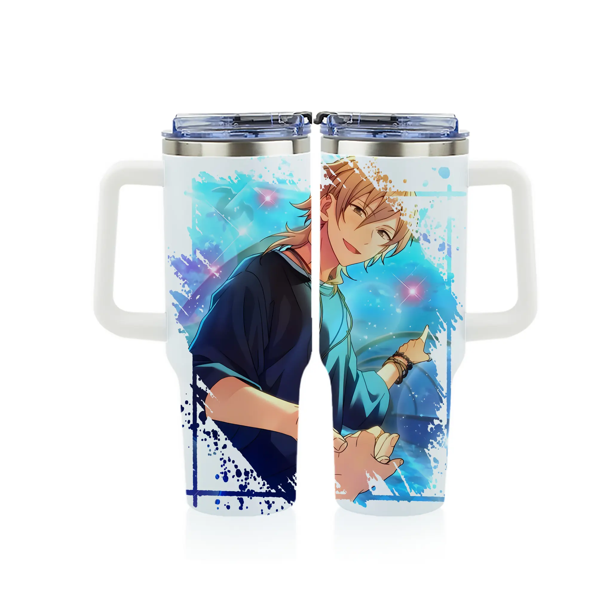 あんさん ぶる グッズ UNDEAD 羽風薫 - 1200mL フルプリント車用タンブラー ・ 304ステンレス 内側 ・ 201ステンレス 外側 ・ 保温 保冷 ・ 通勤 ドライブ アウトドア用