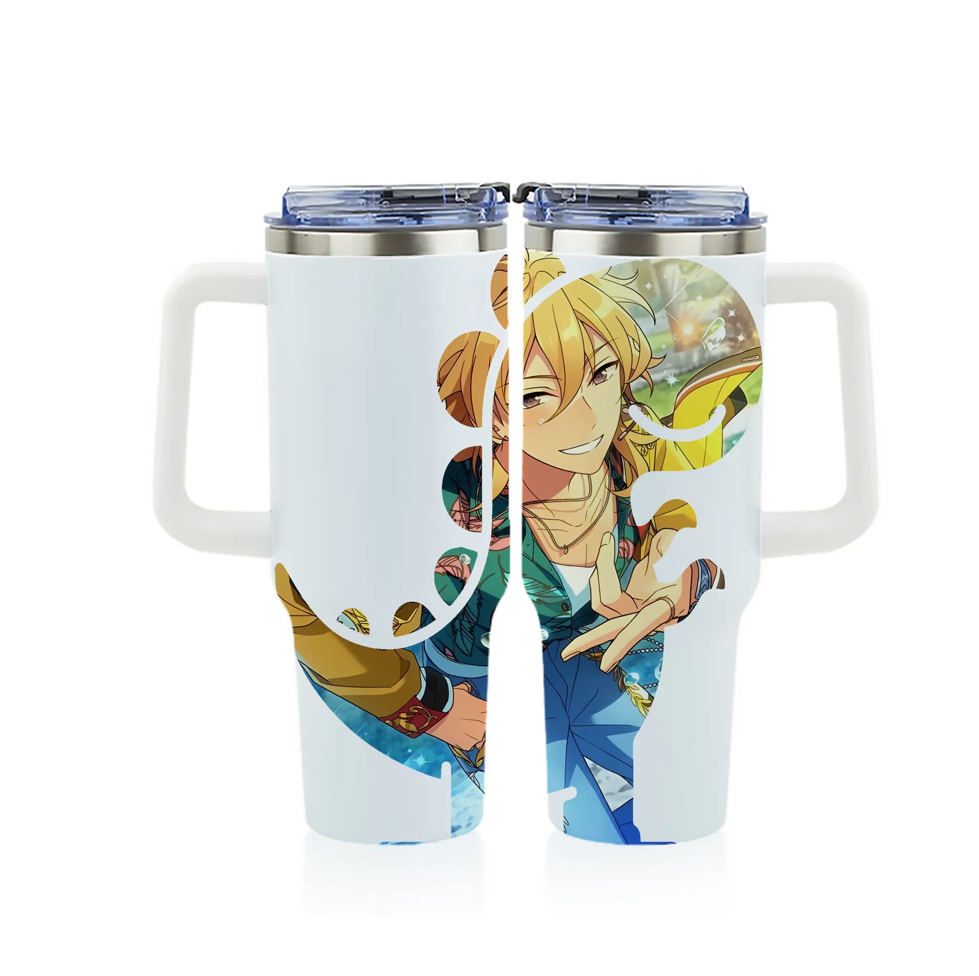 あんさん ぶる グッズ UNDEAD 羽風薫 - 1200mL フルプリント車用タンブラー ・ 304ステンレス 内側 ・ 201ステンレス 外側 ・ 保温 保冷 ・ 通勤 ドライブ アウトドア用