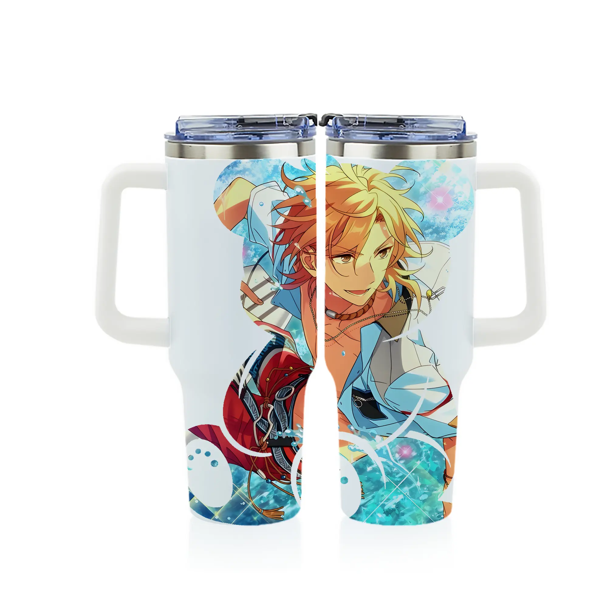 あんさん ぶる グッズ UNDEAD 羽風薫 - 1200mL フルプリント車用タンブラー ・ 304ステンレス 内側 ・ 201ステンレス 外側 ・ 保温 保冷 ・ 通勤 ドライブ アウトドア用