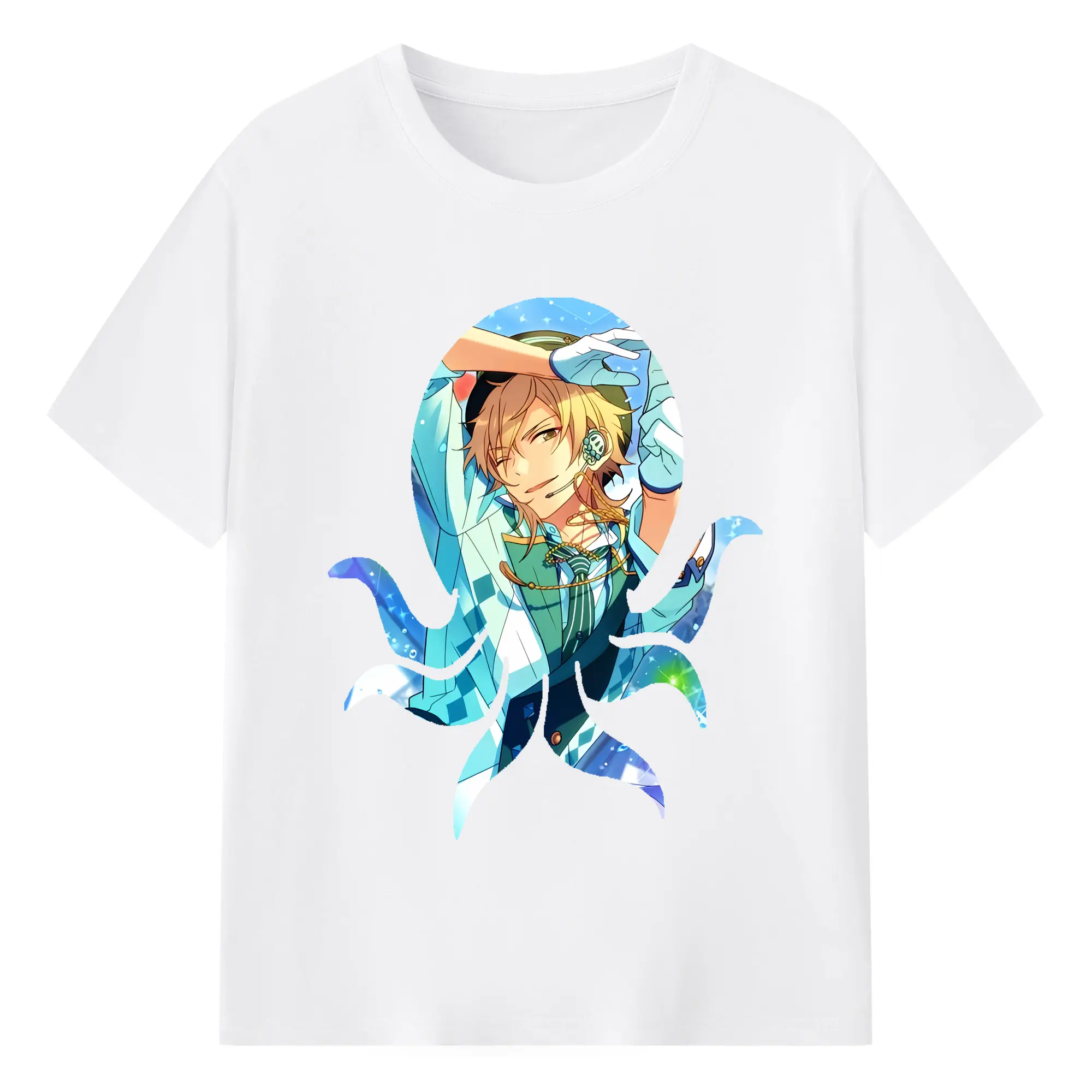 あんさん ぶる グッズ UNDEAD 羽風薫 - 綿100％ 半袖Tシャツ ・ フロントプリント ・ 快適 通気性 ・ 日常使い 散歩 スポーツ用