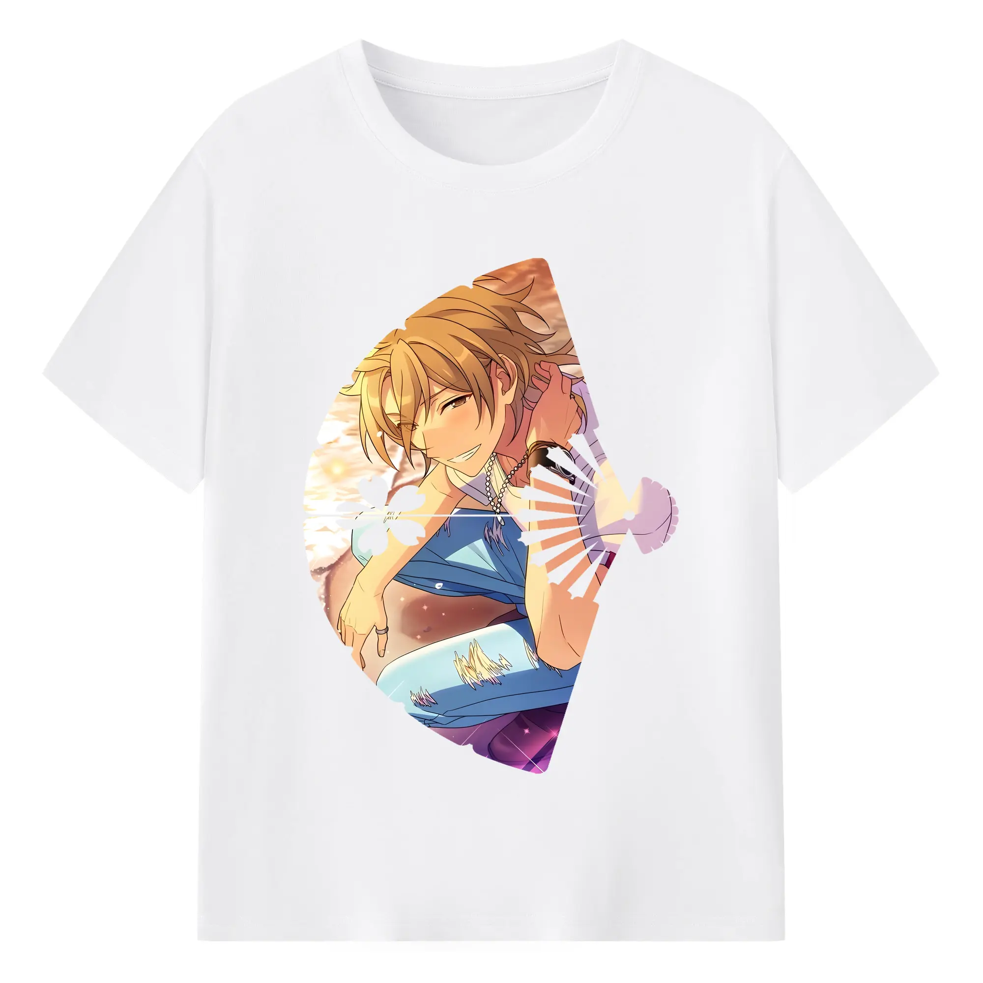 あんさん ぶる グッズ UNDEAD 羽風薫 - 綿100％ 半袖Tシャツ ・ フロントプリント ・ 快適 通気性 ・ 日常使い 散歩 スポーツ用