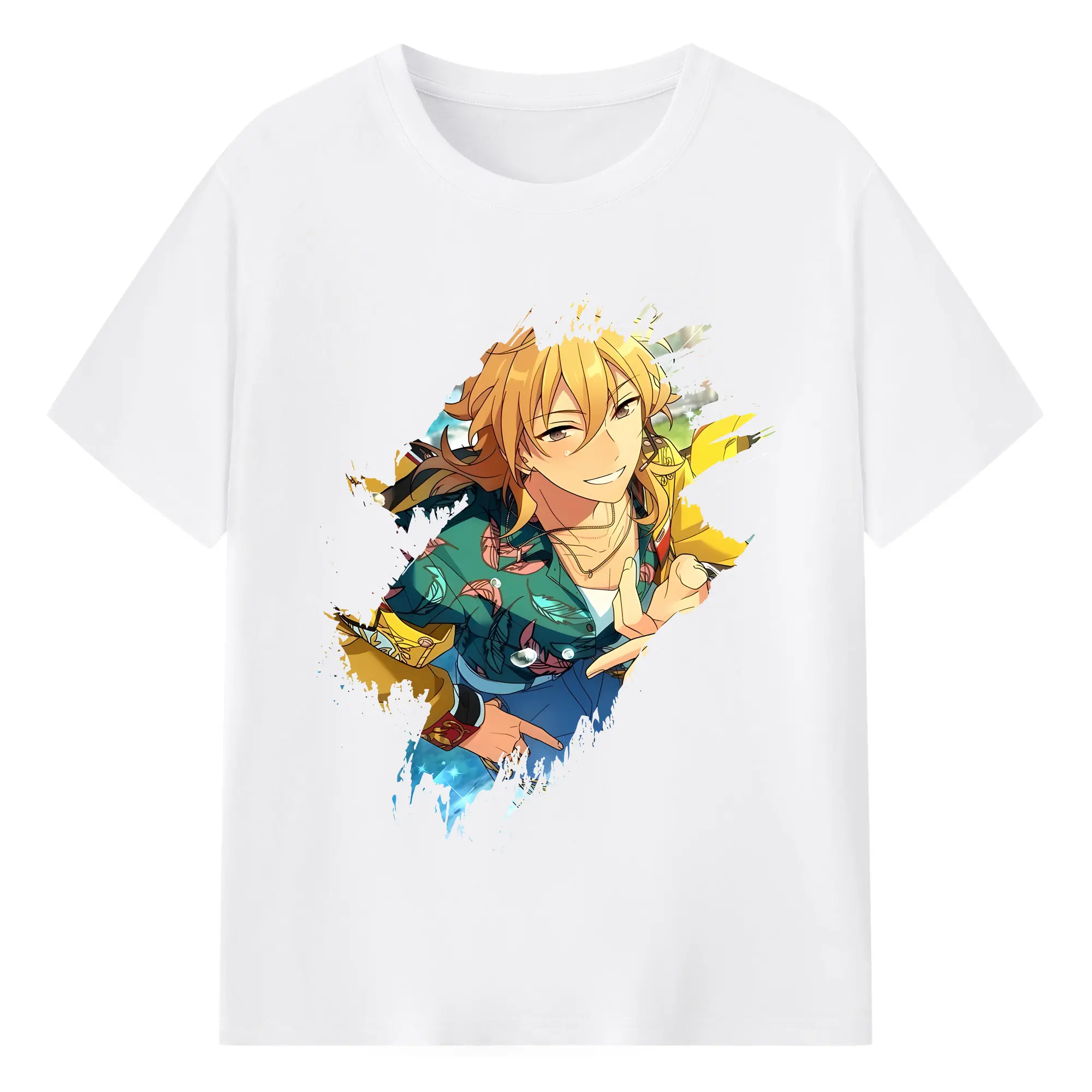 あんさん ぶる グッズ UNDEAD 羽風薫 - 綿100％ 半袖Tシャツ ・ フロントプリント ・ 快適 通気性 ・ 日常使い 散歩 スポーツ用