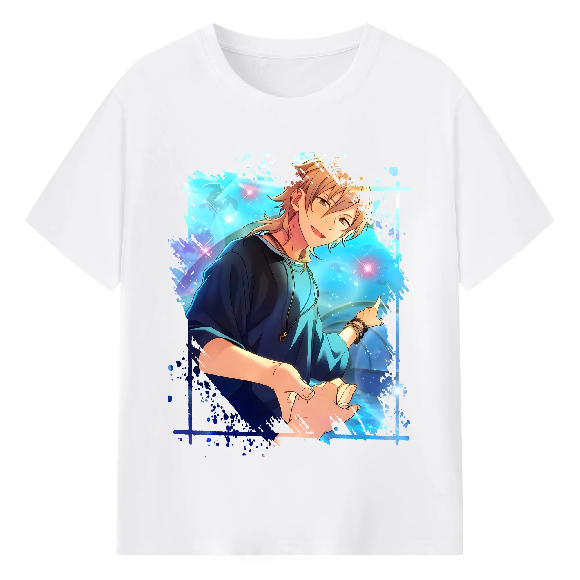 あんさん ぶる グッズ UNDEAD 羽風薫 - 綿100％ 半袖Tシャツ ・ フロントプリント ・ 快適 通気性 ・ 日常使い 散歩 スポーツ用