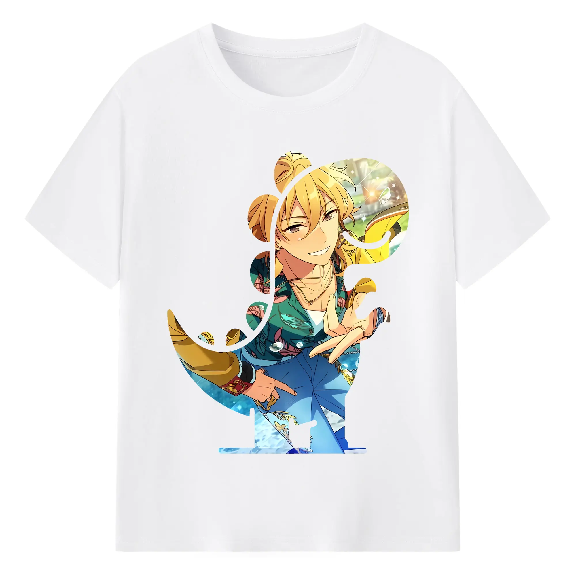 あんさん ぶる グッズ UNDEAD 羽風薫 - 綿100％ 半袖Tシャツ ・ フロントプリント ・ 快適 通気性 ・ 日常使い 散歩 スポーツ用